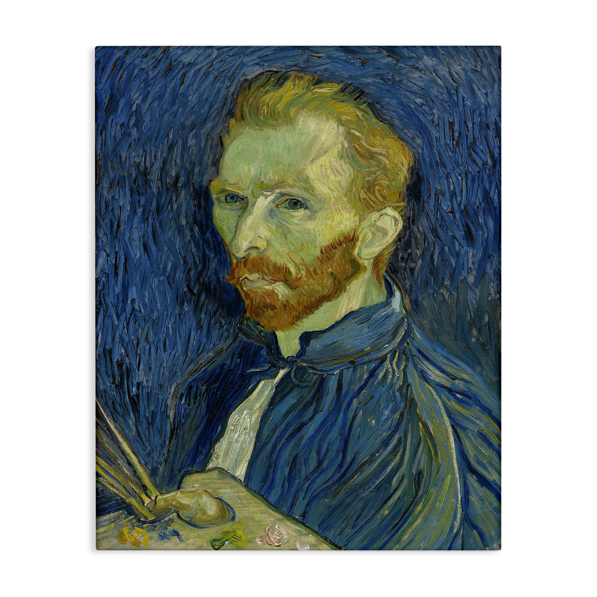 Stupell Industries Van Gogh Blue Self Portrait People Painting Wrapped Canvas Art Print Wall Art, 16 x 20