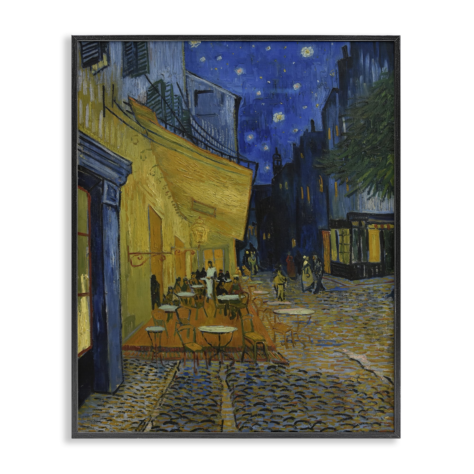 Stupell Industries Van Gogh Café Terrace at Night Scenic & Cityscapes Painting Black Framed Art Print Wall Art, 16 x 20
