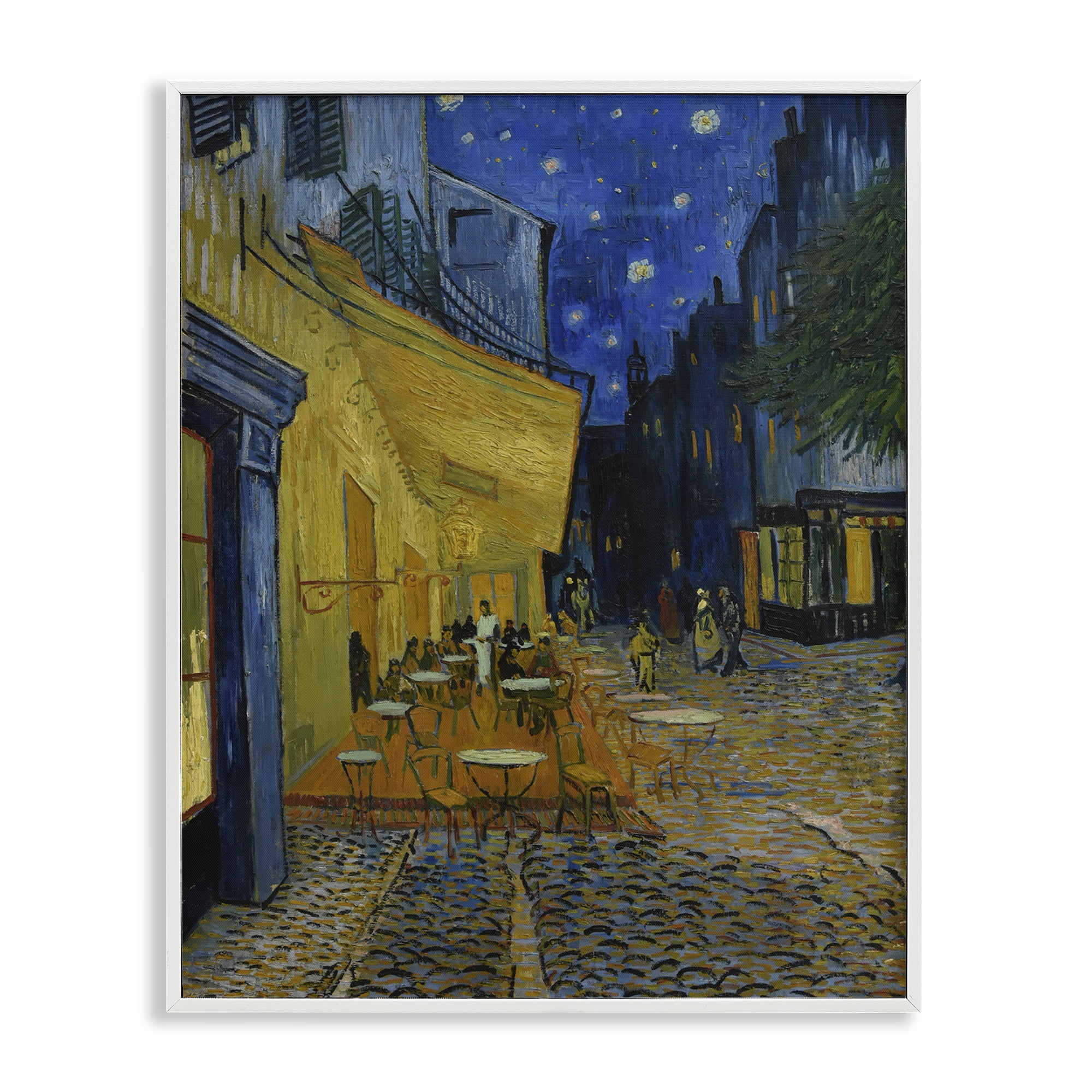 Stupell Industries Van Gogh Café Terrace at Night Scenic & Cityscapes Painting White Framed Art Print Wall Art, 11 x 14