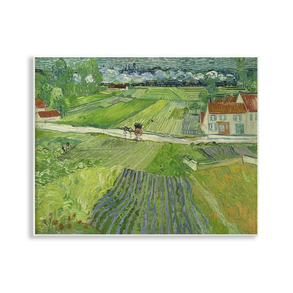 Stupell Industries Van Gogh Carriage & Train Landscape Landscape & Nature Painting Unframed Art Print Wall Art, 14 x 11