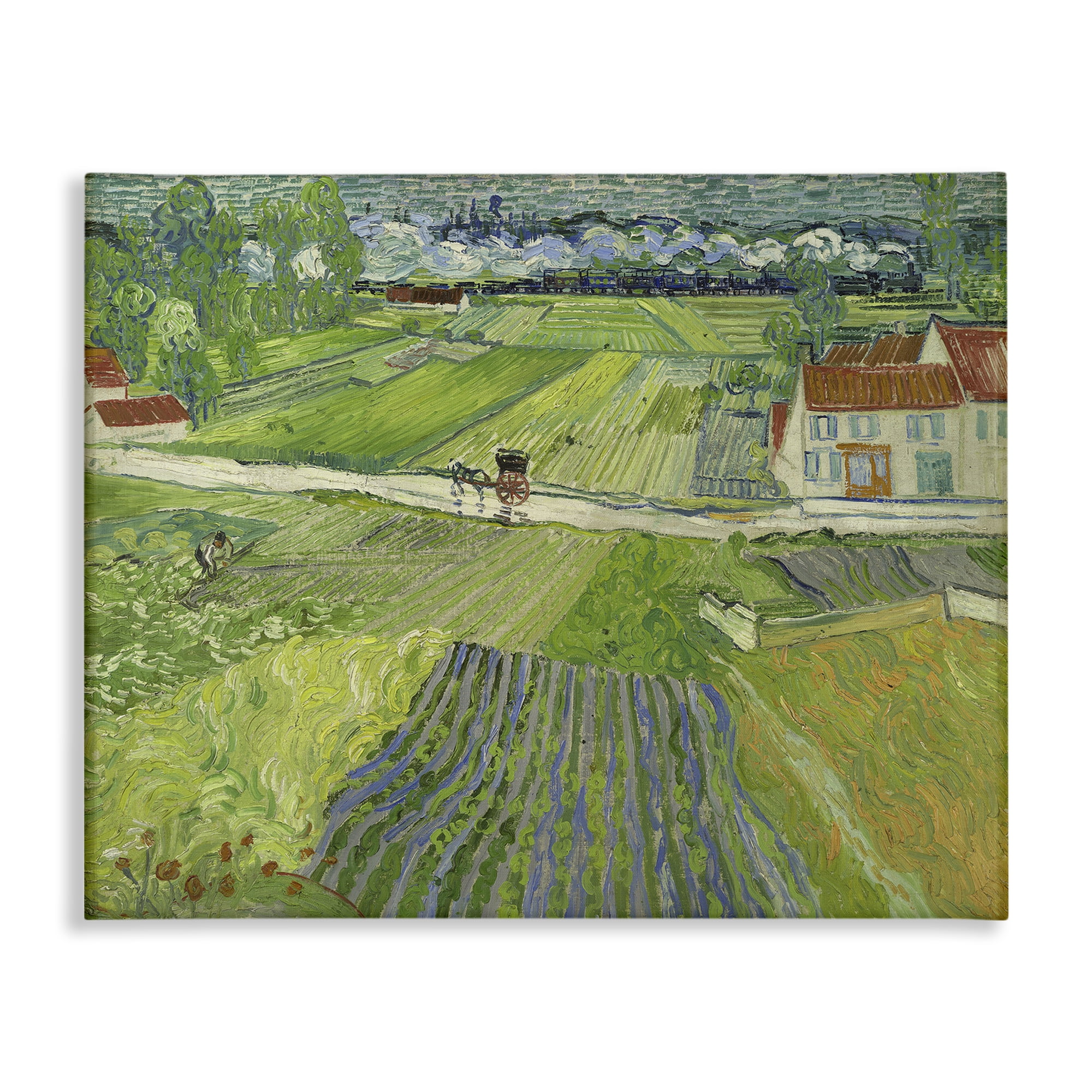 Stupell Industries Van Gogh Carriage & Train Landscape Landscape & Nature Painting Wrapped Canvas Art Print Wall Art, 40 x 30