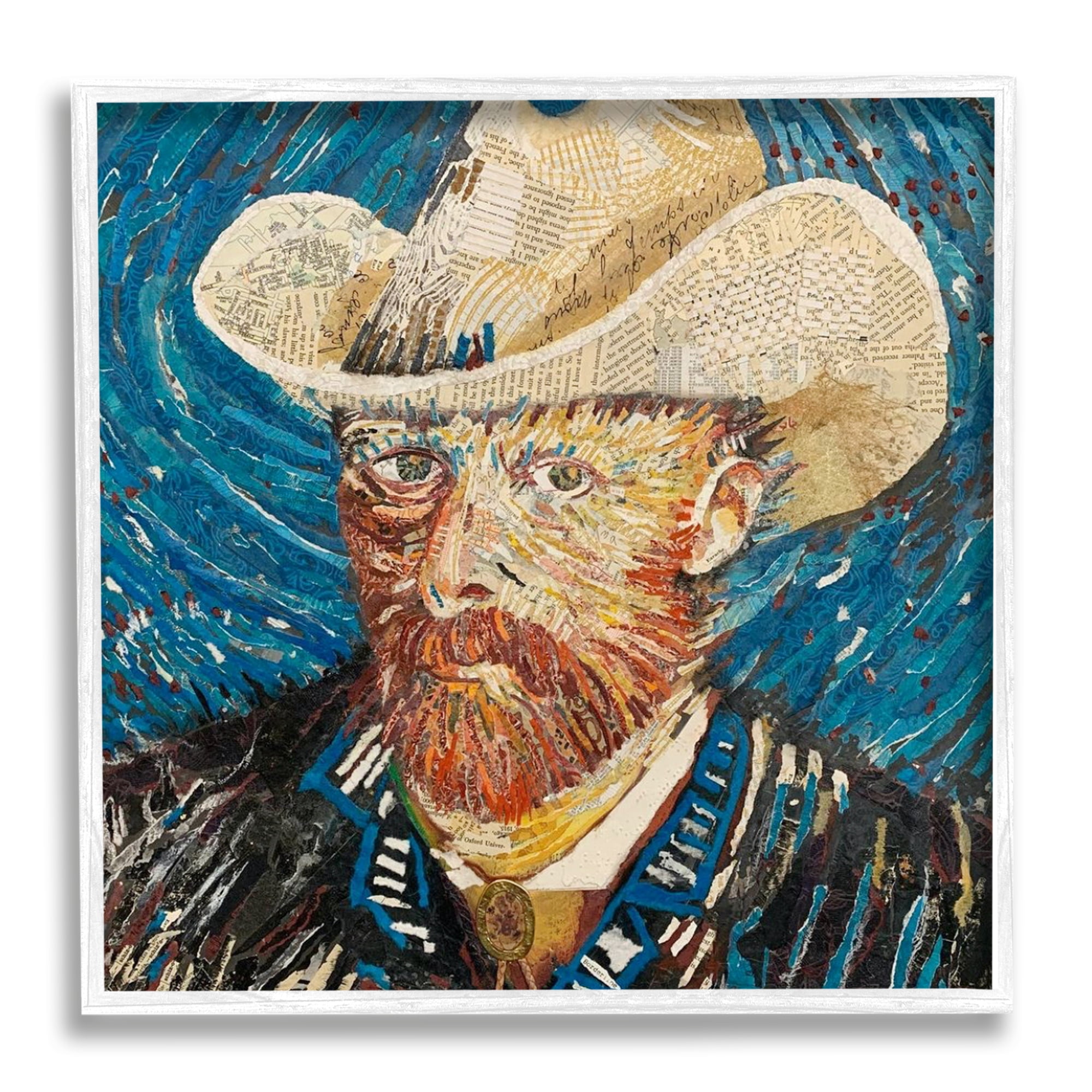 Stupell Industries Van Gogh Classic Portrait Collage Abstract Painting White Framed Art Print Wall Art