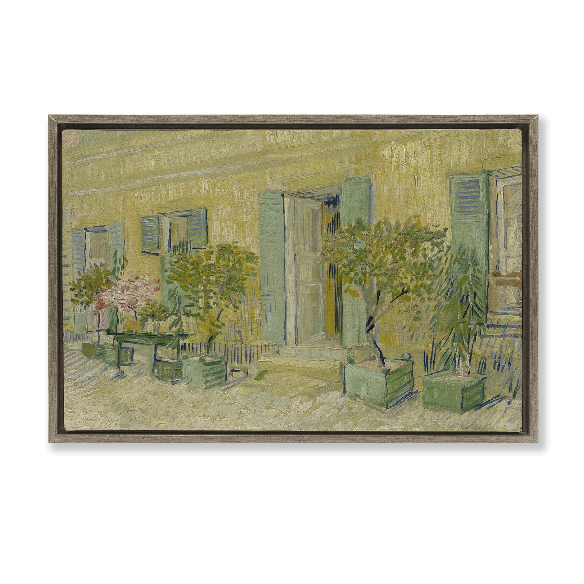 Stupell Industries Van Gogh Classic Restaurant Buildings & Architecture Painting Brown Floater Framed Canvas Art Print Wall Art, 25 x 17