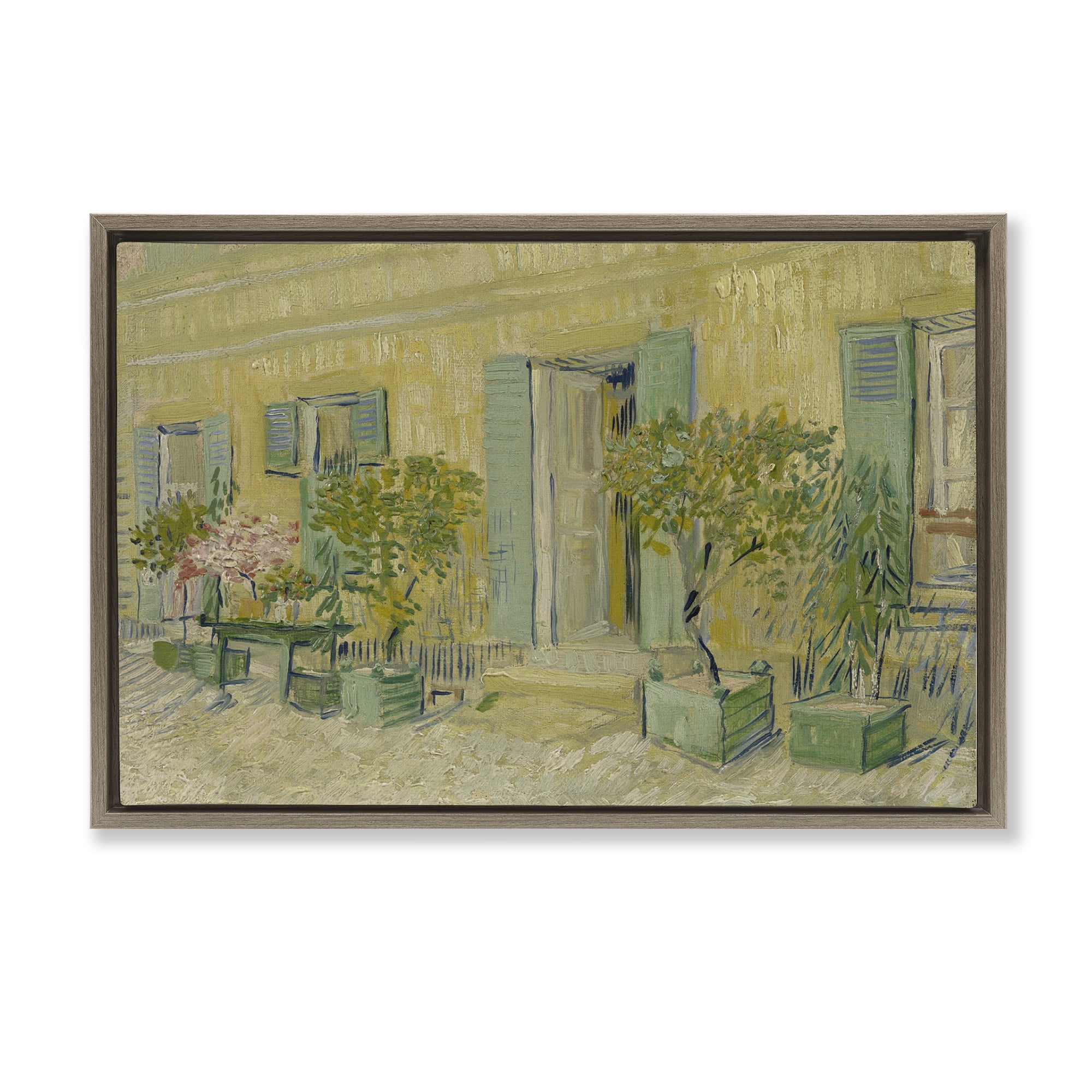 Stupell Industries Van Gogh Classic Restaurant Buildings & Architecture Painting Brown Floater Framed Canvas Art Print Wall Art, 31 x 21