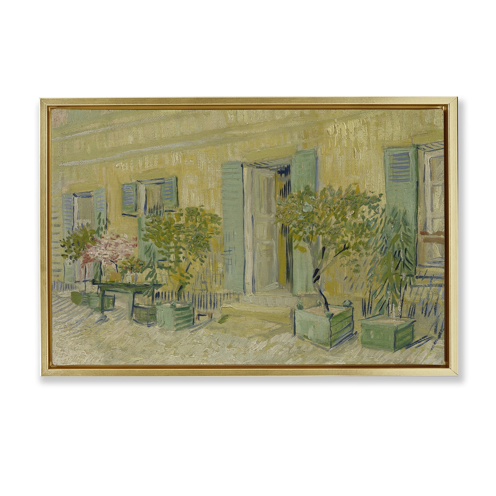 Stupell Industries Van Gogh Classic Restaurant Buildings & Architecture Painting Gold Floater Framed Canvas Art Print Wall Art, 25 x 17