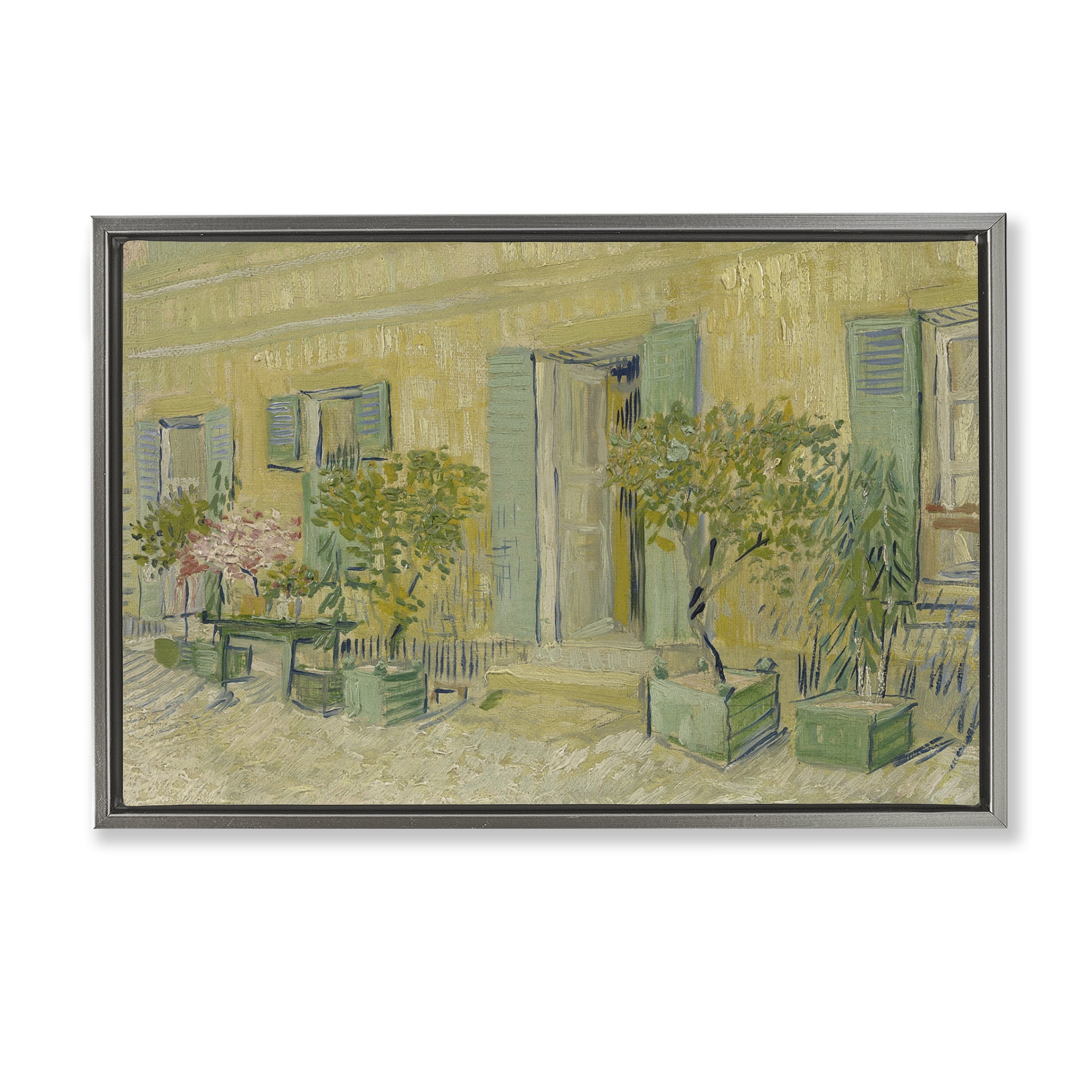 Stupell Industries Van Gogh Classic Restaurant Buildings & Architecture Painting Gray Floater Framed Canvas Art Print Wall Art, 25 x 17