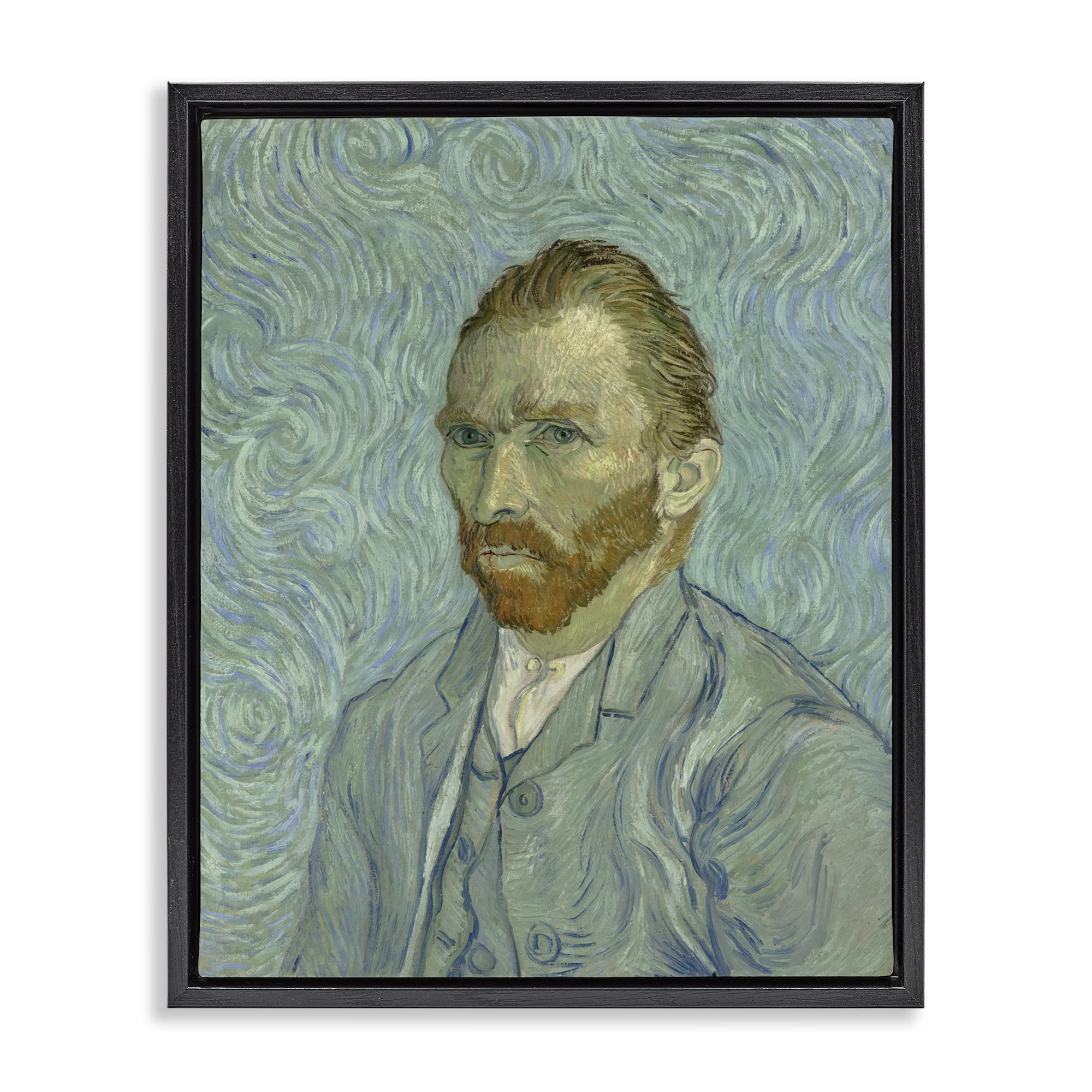Stupell Industries Van Gogh Classic Self Portrait People Painting Black Floater Framed Canvas Art Print Wall Art, 25 x 31