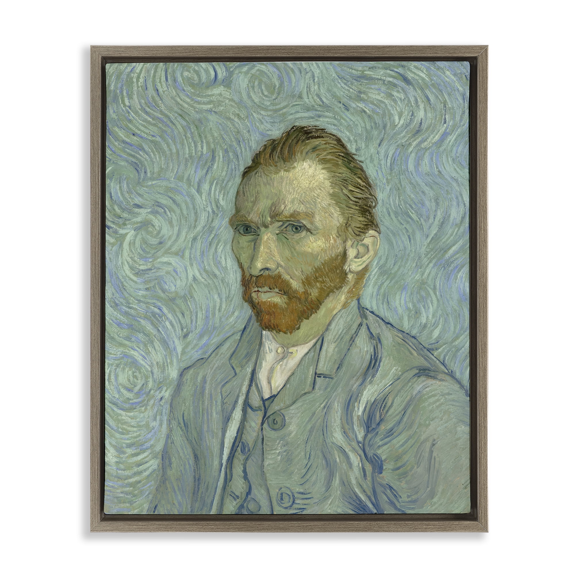 Stupell Industries Van Gogh Classic Self Portrait People Painting Brown Floater Framed Canvas Art Print Wall Art, 25 x 31