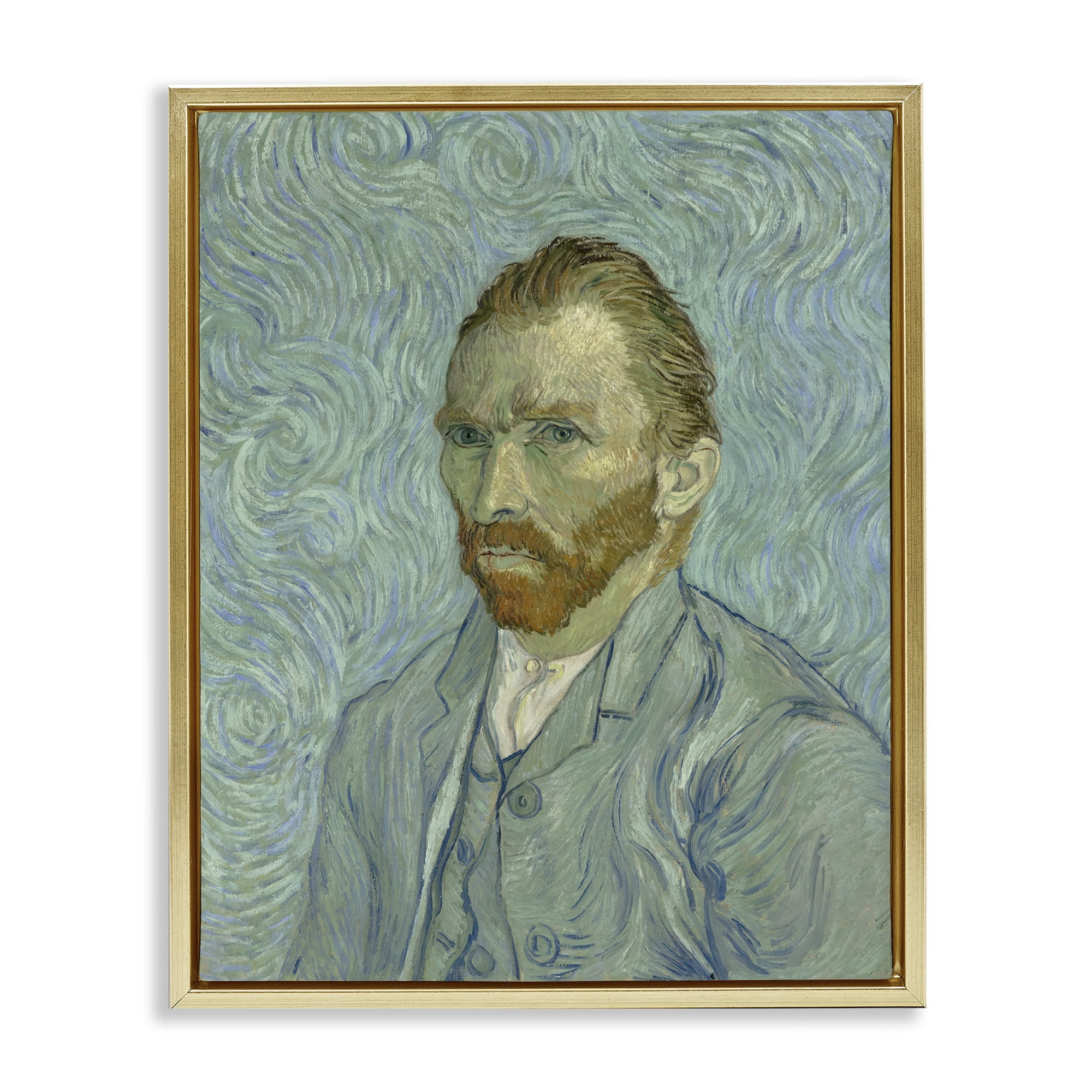 Stupell Industries Van Gogh Classic Self Portrait People Painting Gold Floater Framed Canvas Art Print Wall Art, 25 x 31