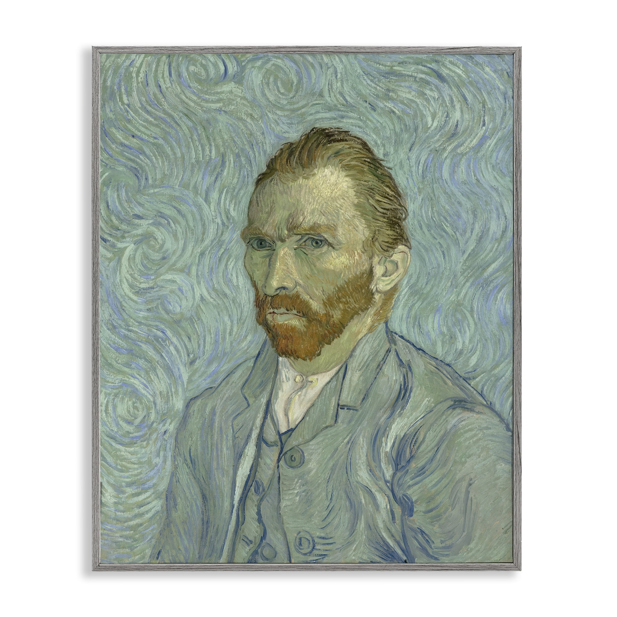 Stupell Industries Van Gogh Classic Self Portrait People Painting Gray Framed Art Print Wall Art, 11 x 14