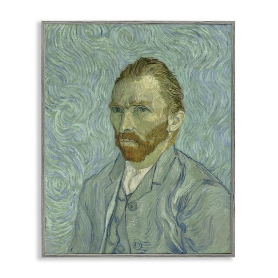 Stupell Industries Van Gogh Classic Self Portrait People Painting Gray Framed Art Print Wall Art, 24 x 30