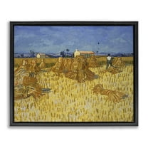 Stupell Industries Van Gogh Corn Harvest Landscape & Nature Painting Black Floater Framed Canvas Art Print Wall Art, 21 x 17