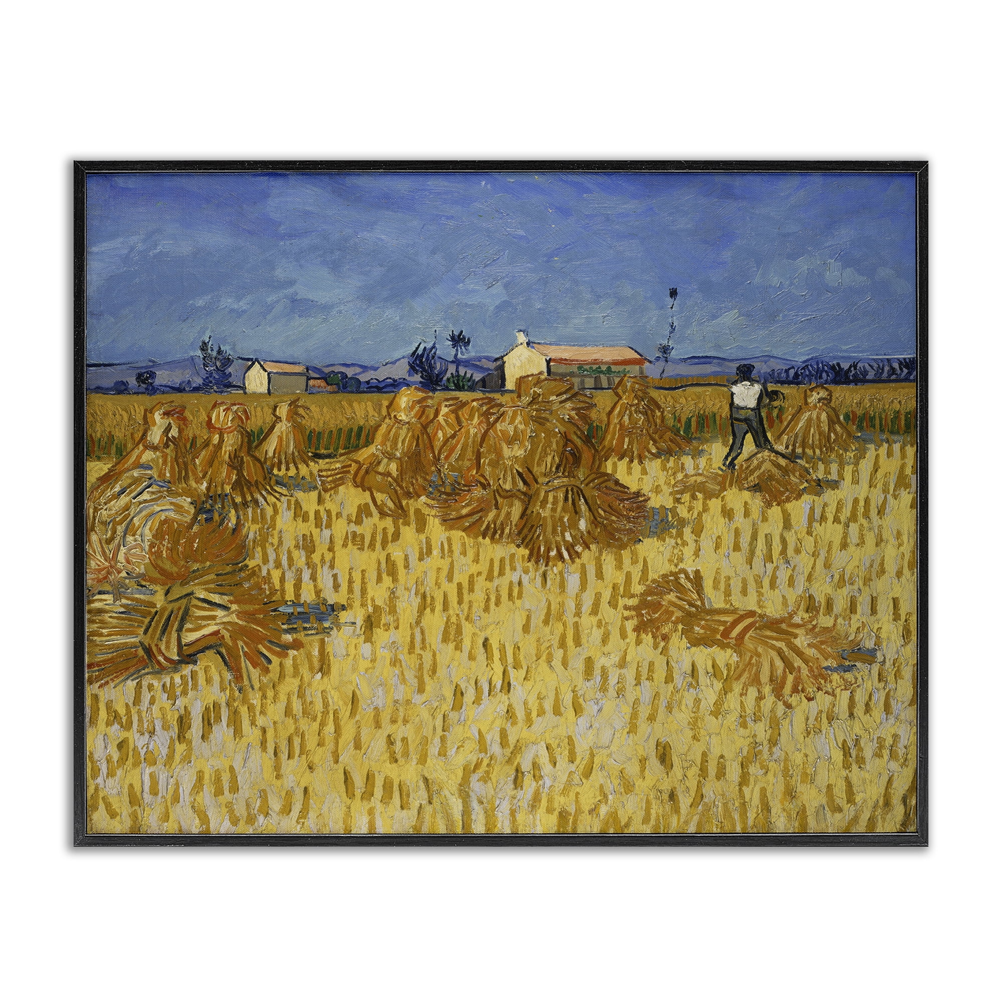 Stupell Industries Van Gogh Corn Harvest Landscape & Nature Painting Black Framed Art Print Wall Art, 20 x 16