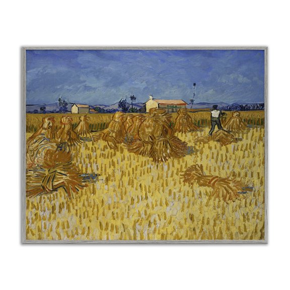 Stupell Industries Van Gogh Corn Harvest Landscape & Nature Painting Gray Framed Art Print Wall Art, 14 x 11