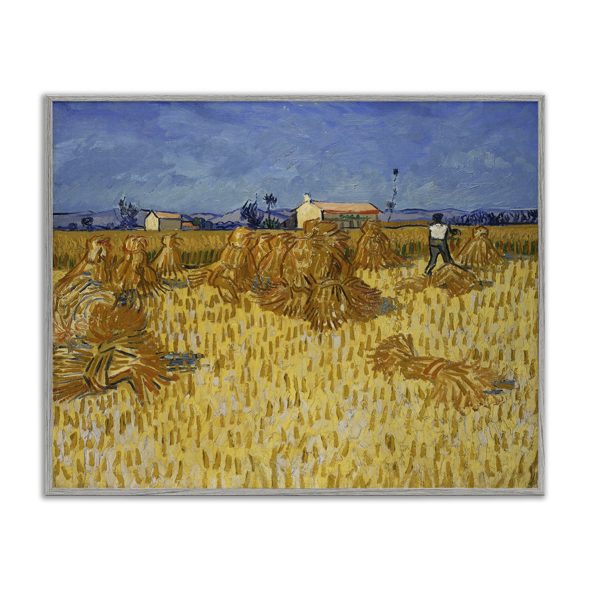 Stupell Industries Van Gogh Corn Harvest Landscape & Nature Painting Gray Framed Art Print Wall Art, 20 x 16