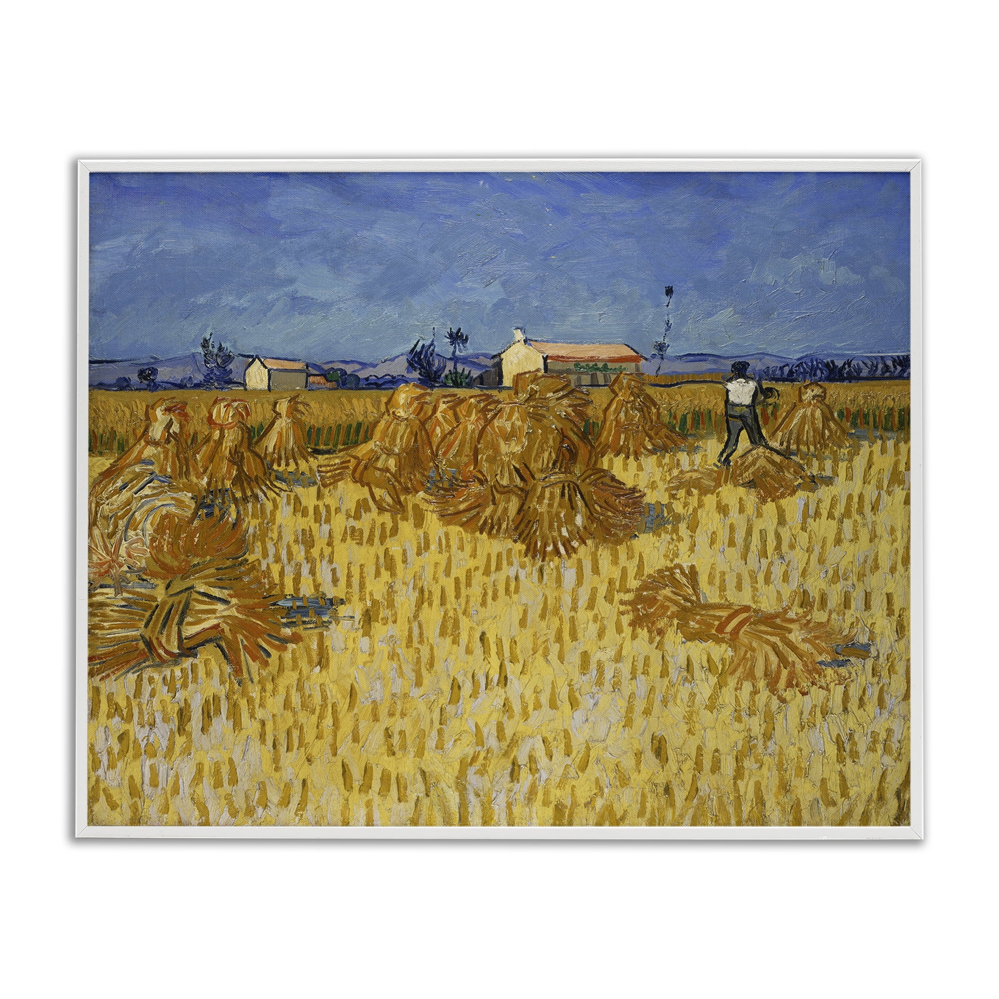 Stupell Industries Van Gogh Corn Harvest Landscape & Nature Painting White Framed Art Print Wall Art, 14 x 11