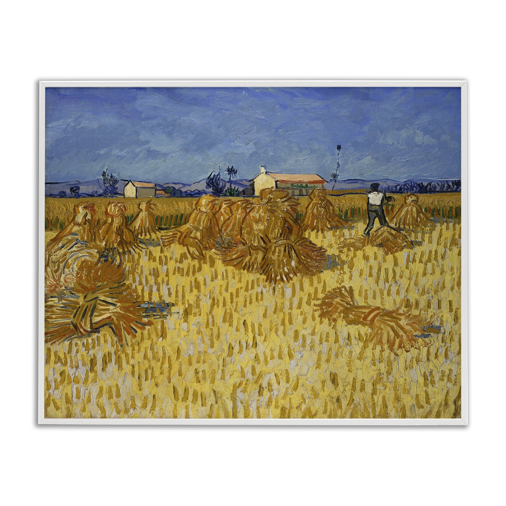 Stupell Industries Van Gogh Corn Harvest Landscape & Nature Painting White Framed Art Print Wall Art, 20 x 16