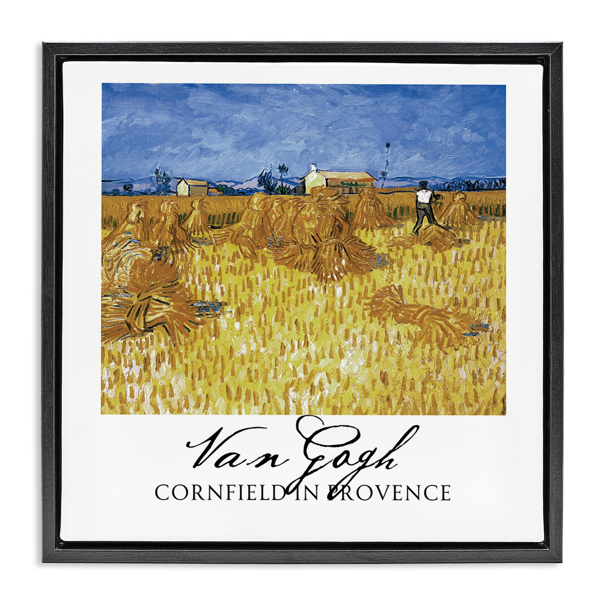 Stupell Industries Van Gogh Cornfield Provence Black Framed Floater Canvas Wall Art, design by Vintage Hustle