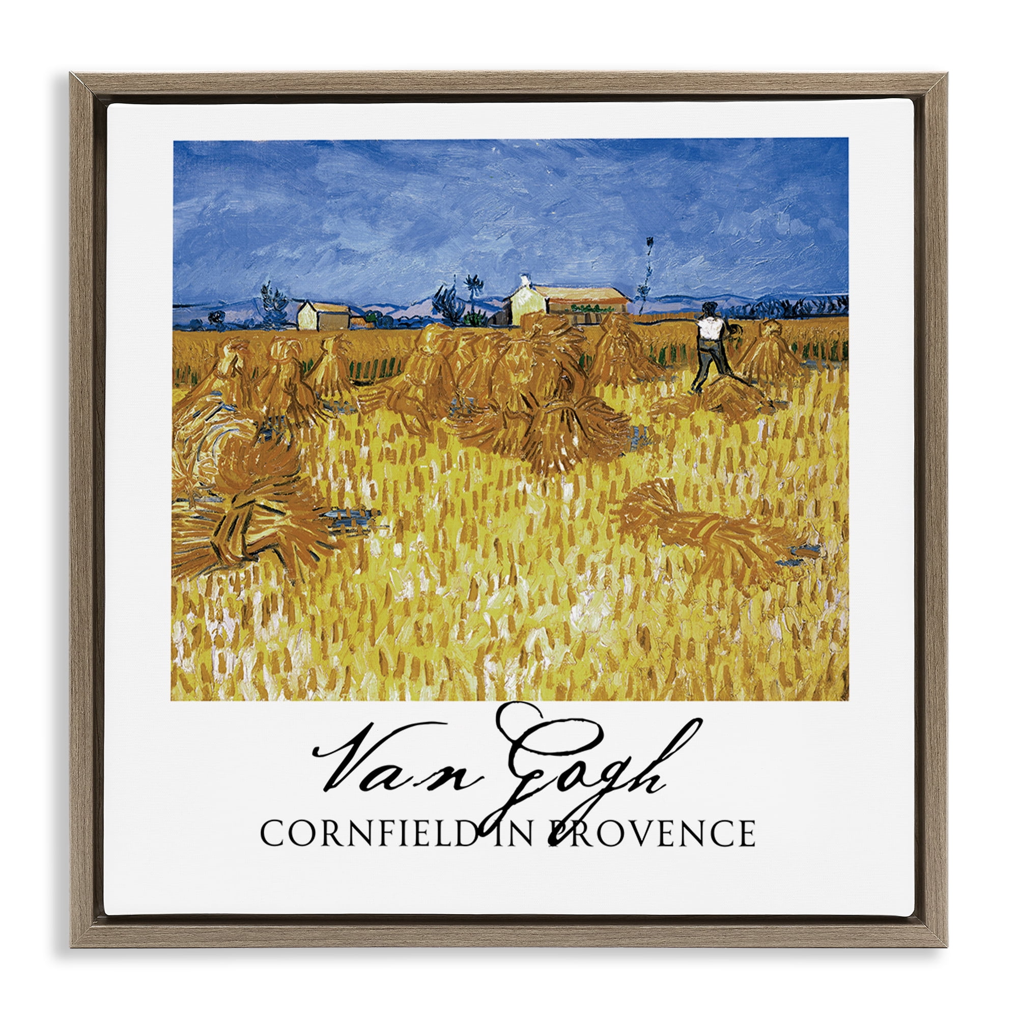 Stupell Industries Van Gogh Cornfield Provence Brown Framed Floater Canvas Wall Art, design by Vintage Hustle