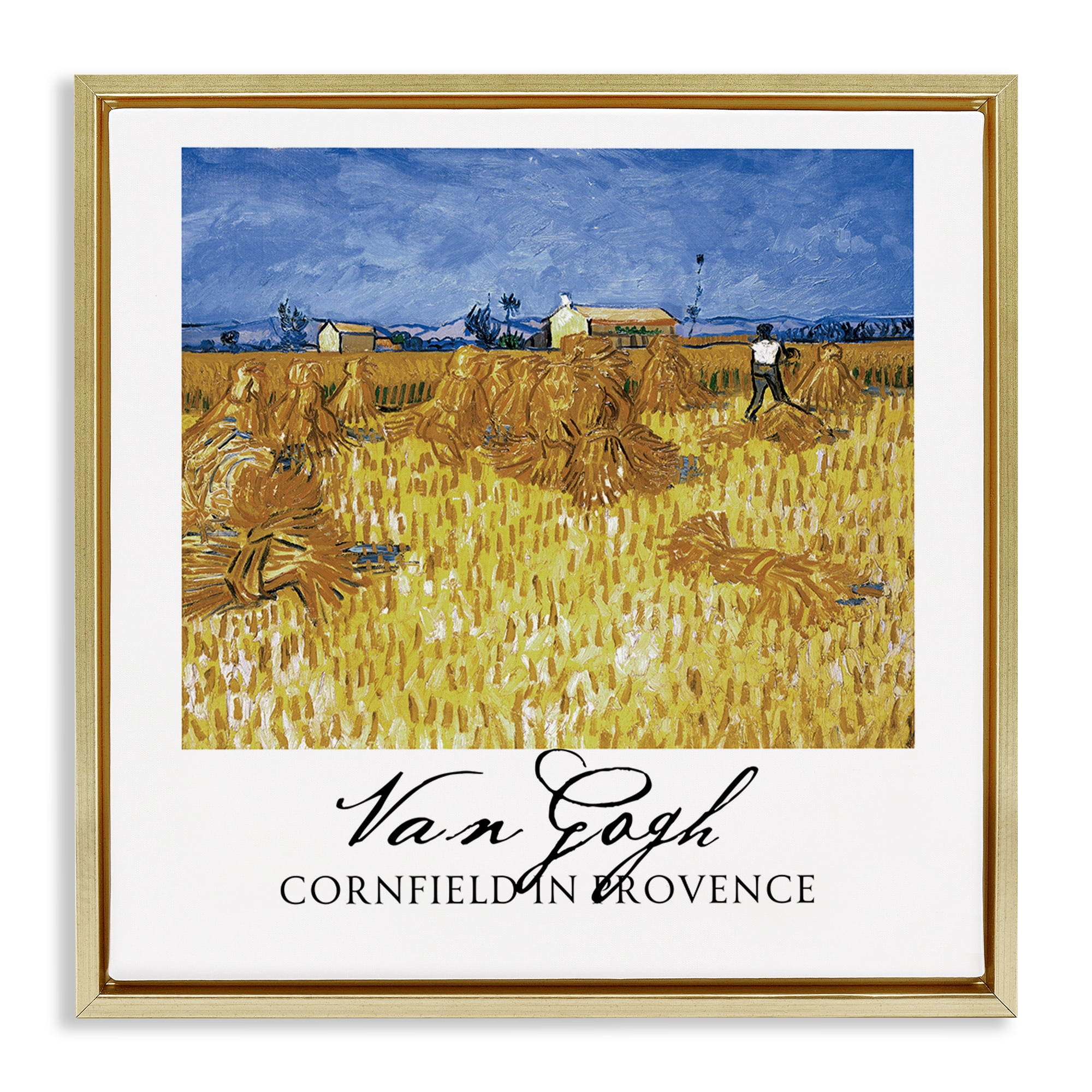 Stupell Industries Van Gogh Cornfield Provence Gold Framed Floater Canvas Wall Art, design by Vintage Hustle