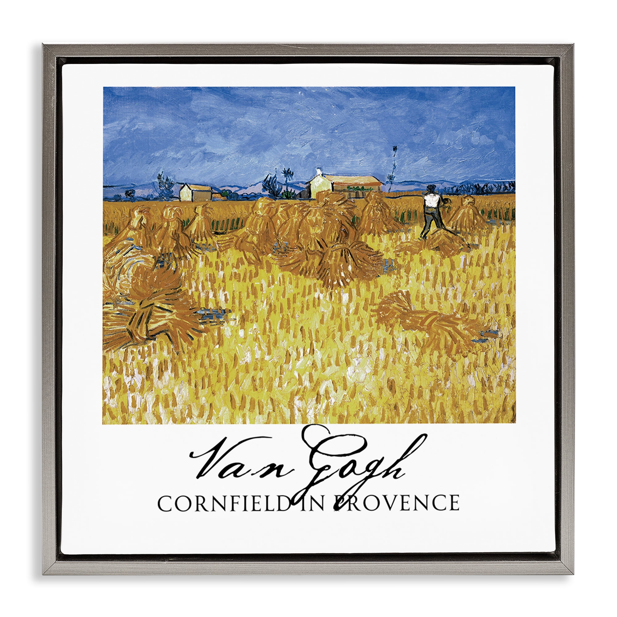 Stupell Industries Van Gogh Cornfield Provence Gray Framed Floater Canvas Wall Art, design by Vintage Hustle