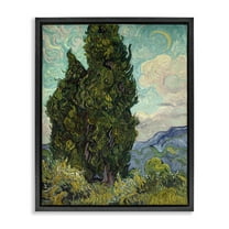 Stupell Industries Van Gogh Cypress Landscape Landscape & Nature Painting Black Floater Framed Canvas Art Print Wall Art, 17 x 21