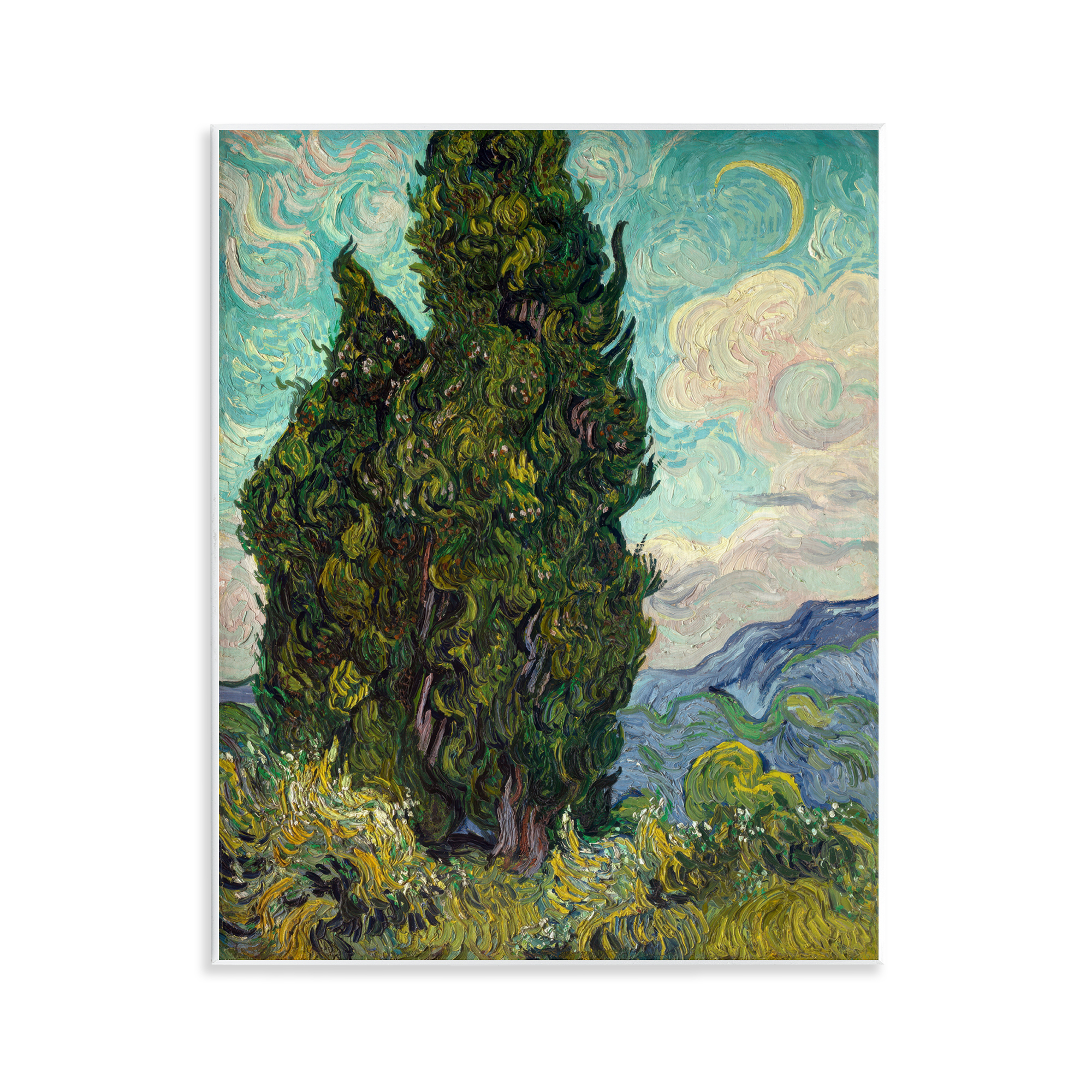 Stupell Industries Van Gogh Cypress Landscape Landscape & Nature Painting Unframed Art Print Wall Art, 11 x 14
