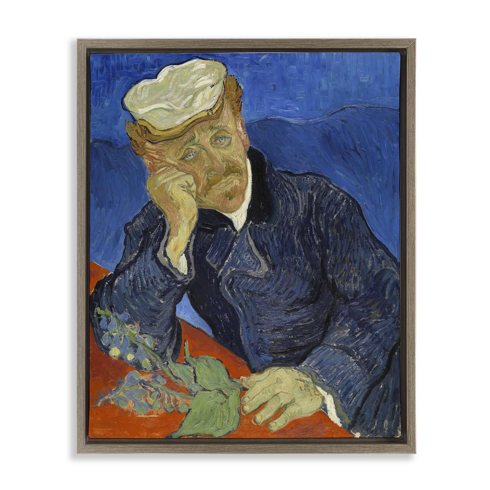 Stupell Industries Van Gogh Dr Paul Gachet People Painting Brown Floater Framed Canvas Art Print Wall Art, 17 x 21