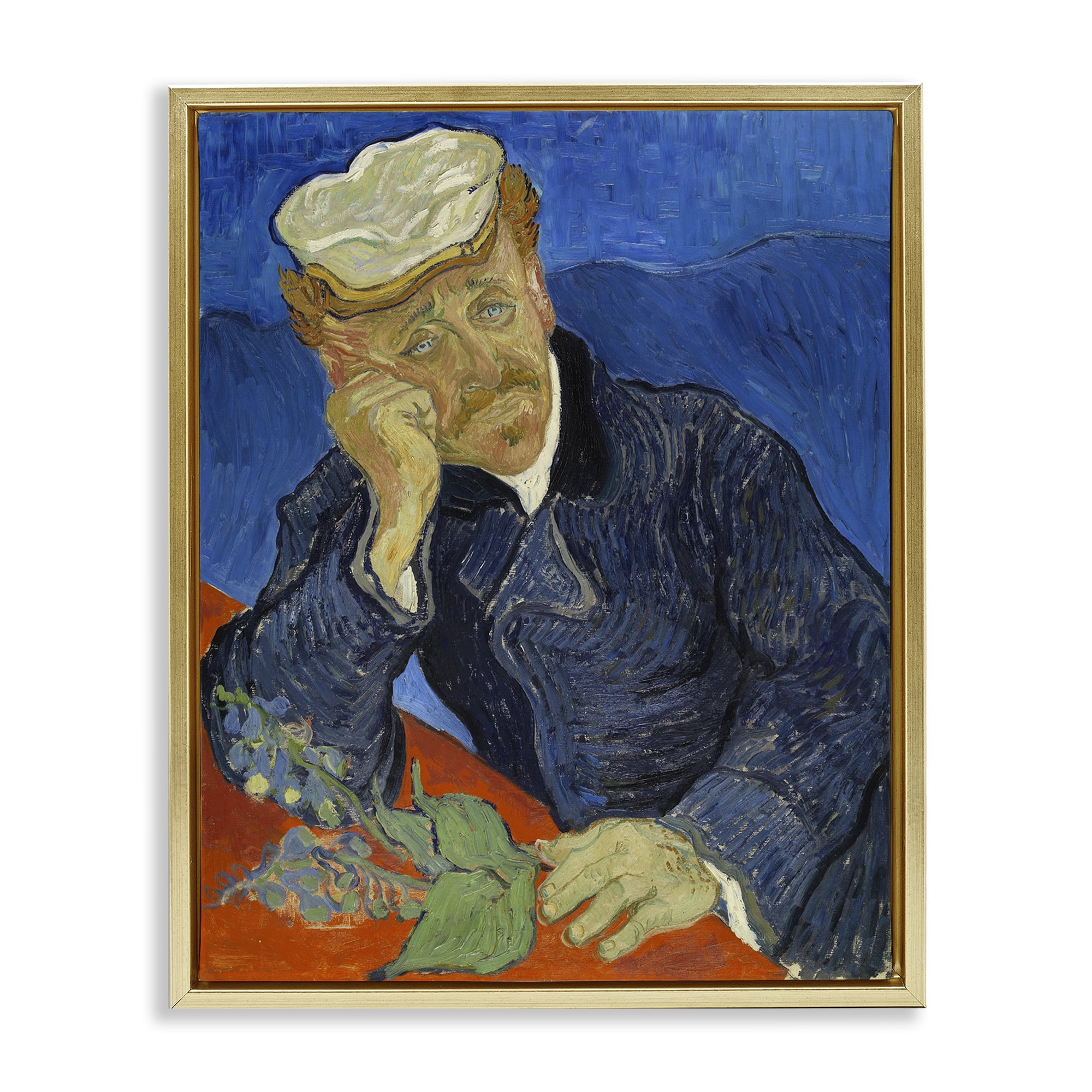 Stupell Industries Van Gogh Dr Paul Gachet People Painting Gold Floater Framed Canvas Art Print Wall Art, 17 x 21