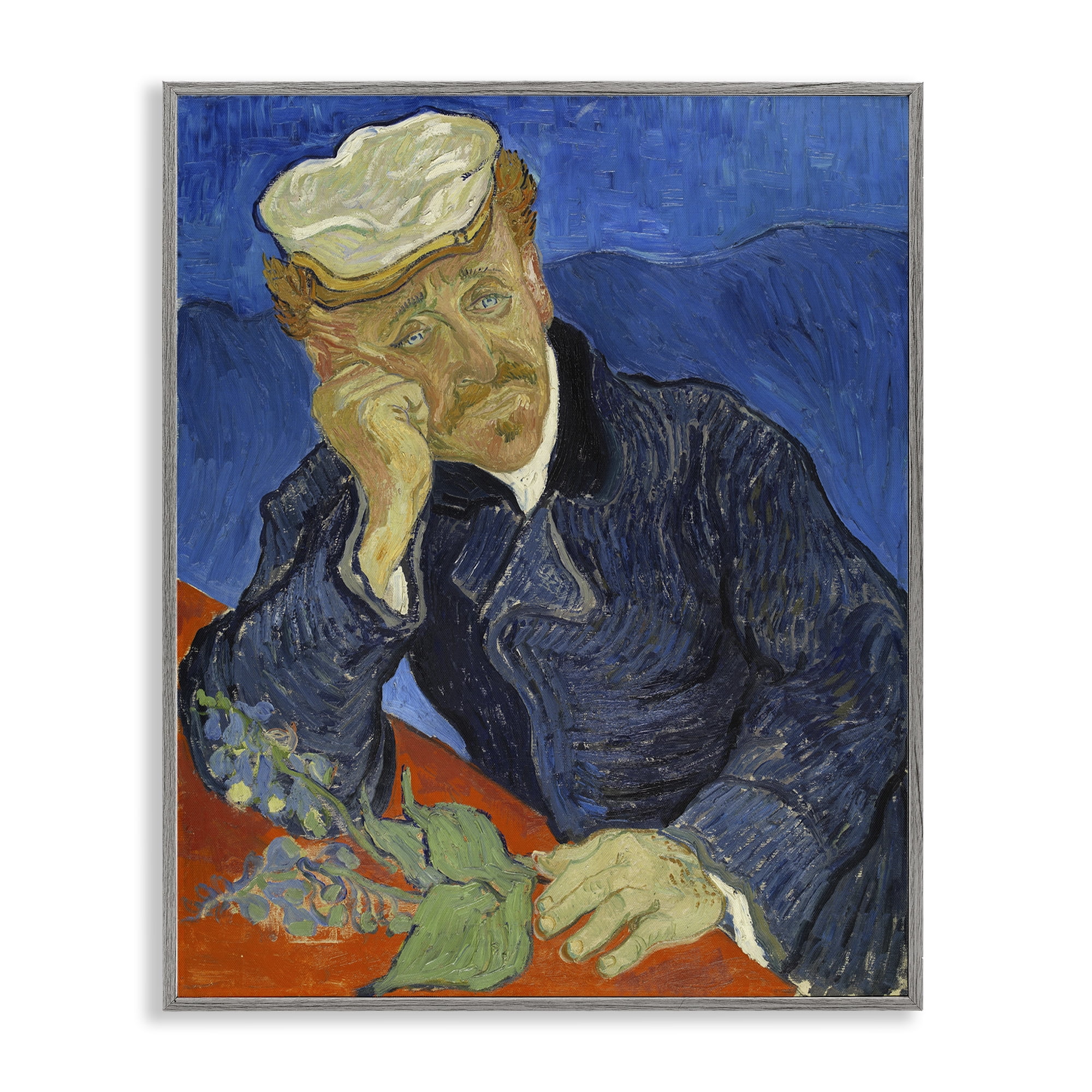 Stupell Industries Van Gogh Dr Paul Gachet People Painting Gray Framed Art Print Wall Art, 16 x 20