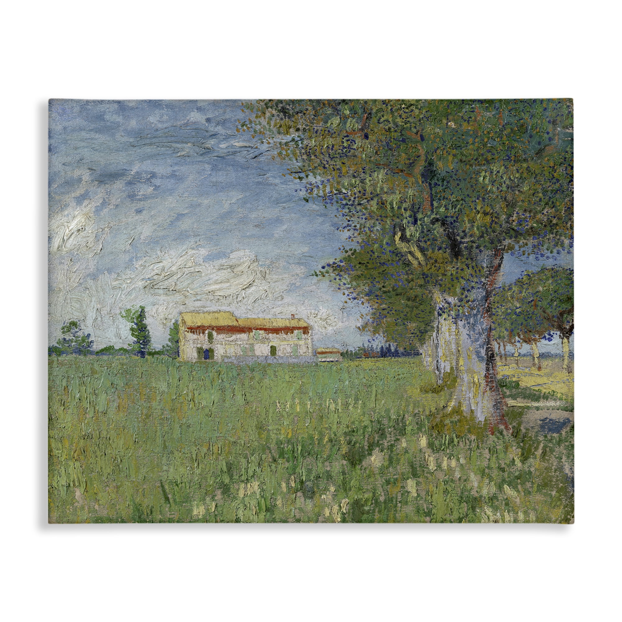 Stupell Industries Van Gogh Farmhouse in Corn Landscape & Nature Painting Wrapped Canvas Art Print Wall Art, 30 x 24