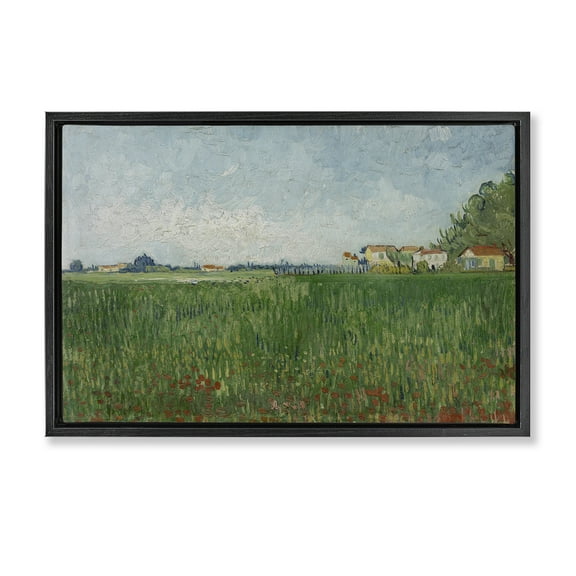 Stupell Industries Van Gogh Field with Poppies Landscape & Nature Painting Black Floater Framed Canvas Art Print Wall Art, 25 x 17