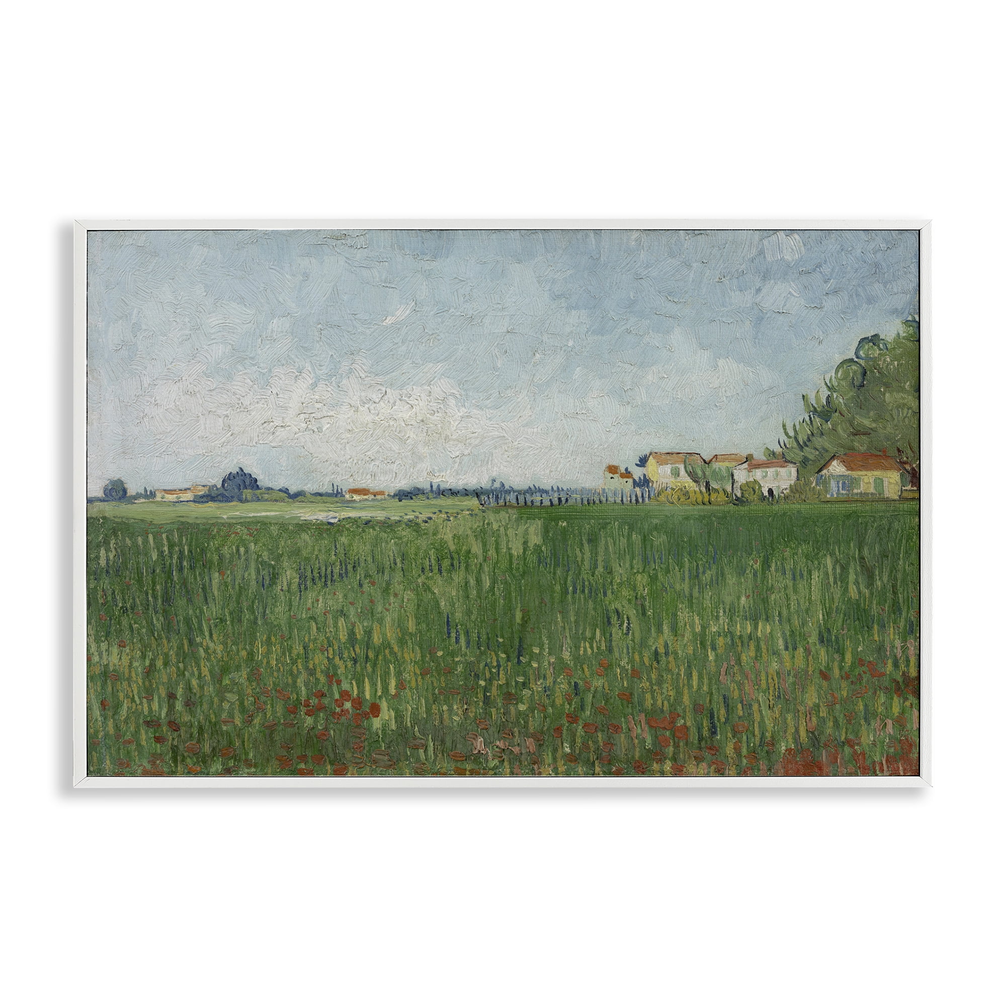 Stupell Industries Van Gogh Field with Poppies Landscape & Nature Painting White Framed Art Print Wall Art, 24 x 16