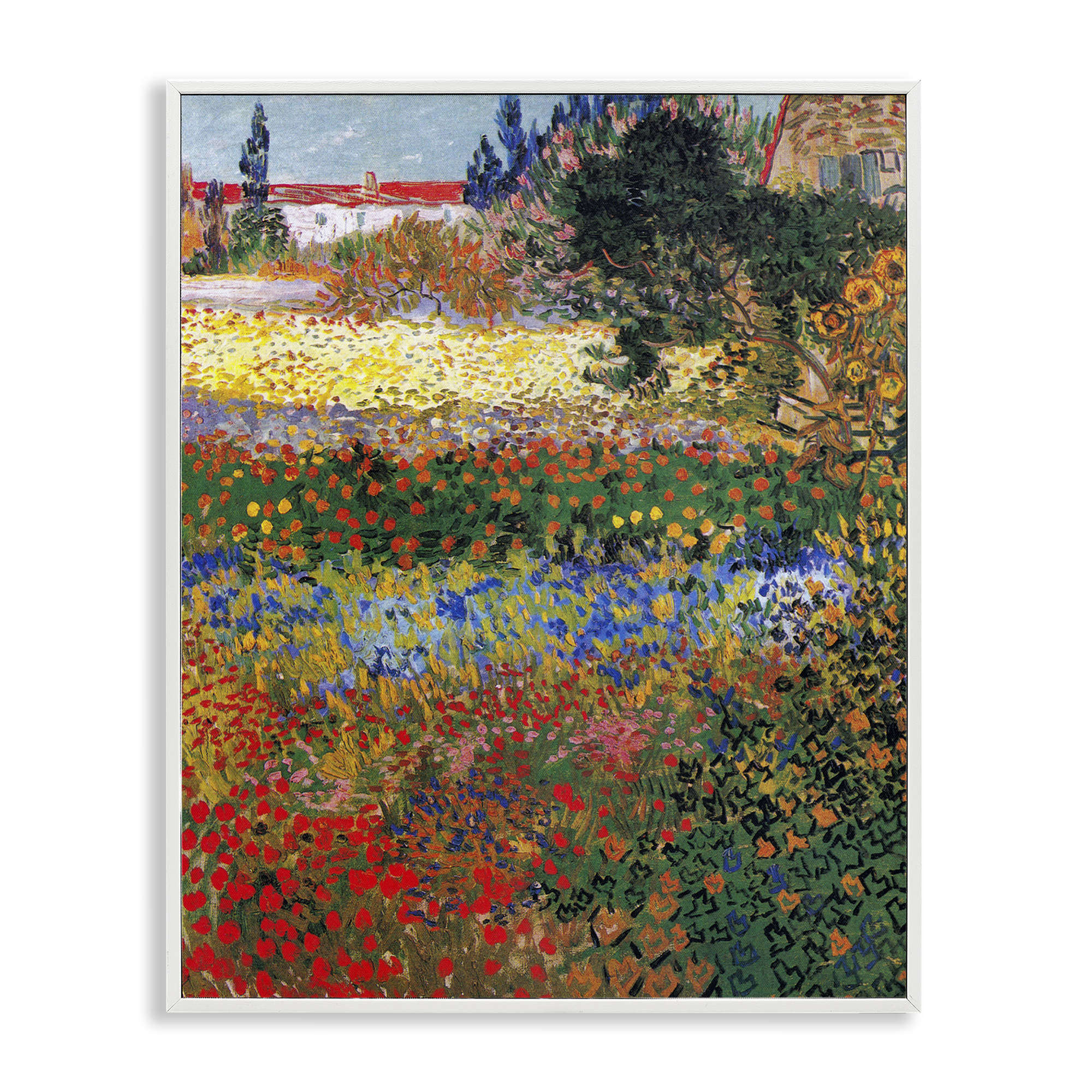Stupell Industries Van Gogh Flower Garden Landscape & Nature Painting White Framed Art Print Wall Art, 24 x 30