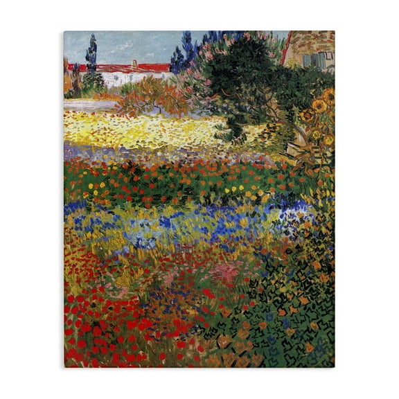 Stupell Industries Van Gogh Flower Garden Landscape & Nature Painting Wrapped Canvas Art Print Wall Art, 16 x 20