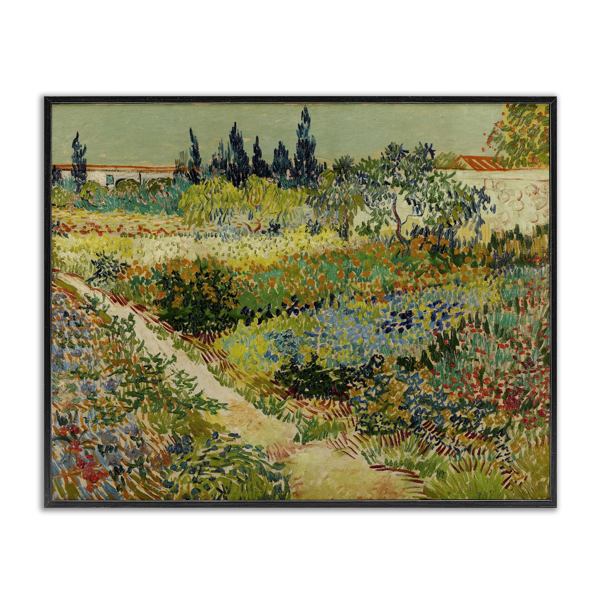 Stupell Industries Van Gogh Garden at Arles Landscape & Nature Painting Black Framed Art Print Wall Art, 20 x 16
