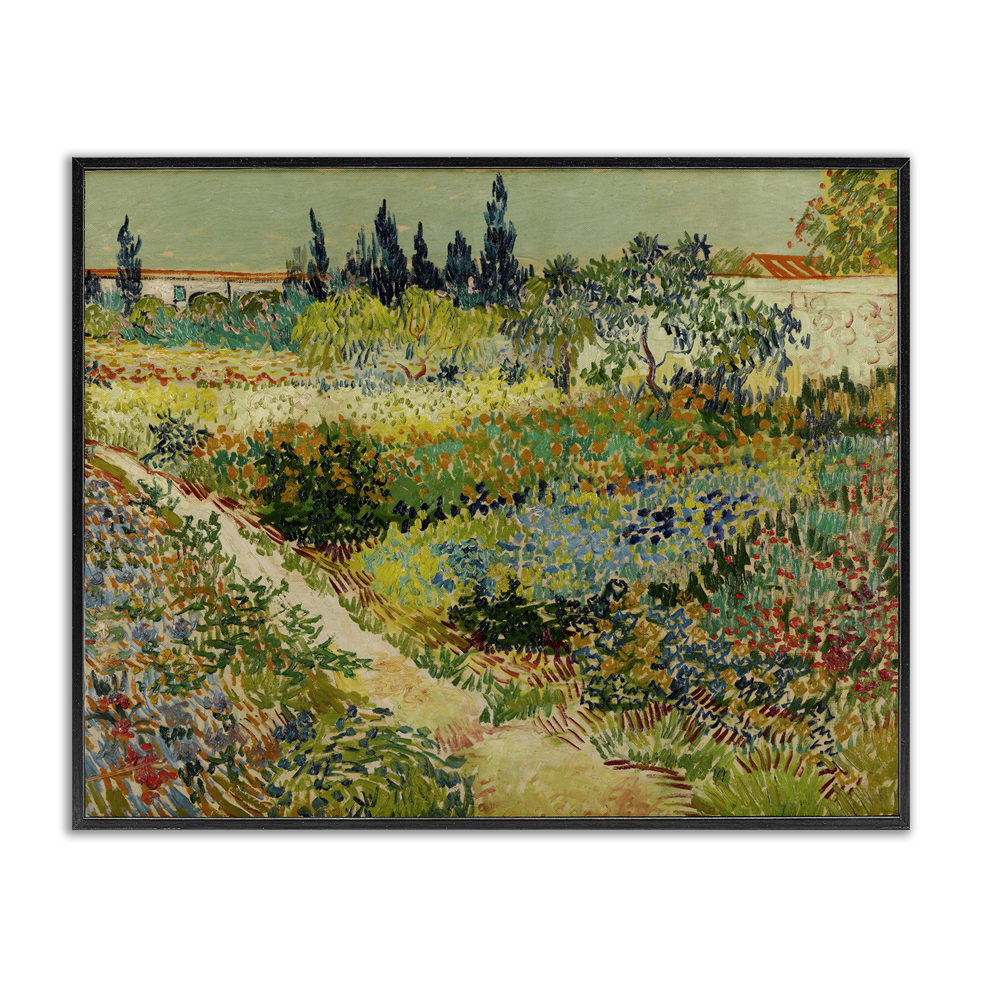Stupell Industries Van Gogh Garden at Arles Landscape & Nature Painting Black Framed Art Print Wall Art, 30 x 24
