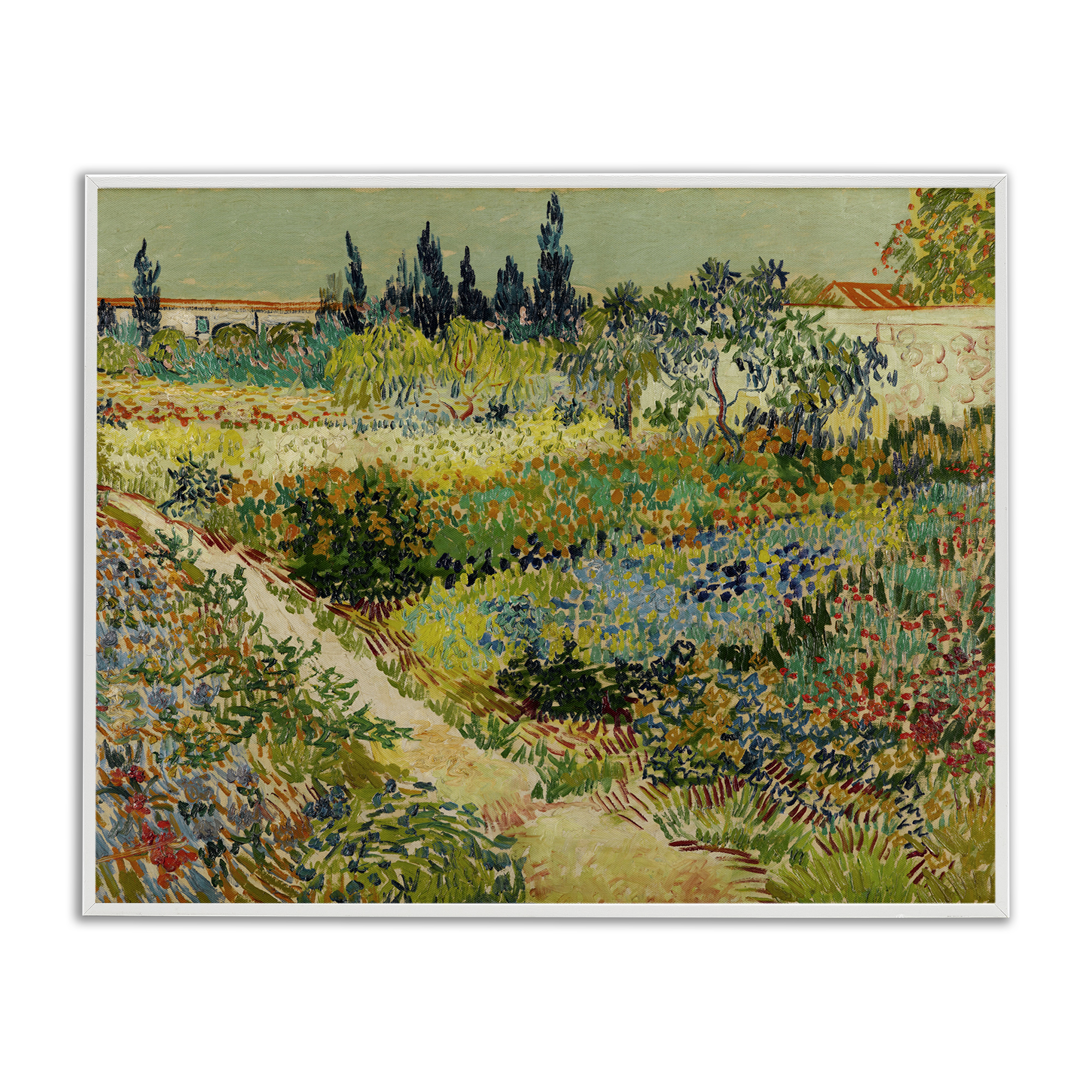 Stupell Industries Van Gogh Garden at Arles Landscape & Nature Painting White Framed Art Print Wall Art, 30 x 24