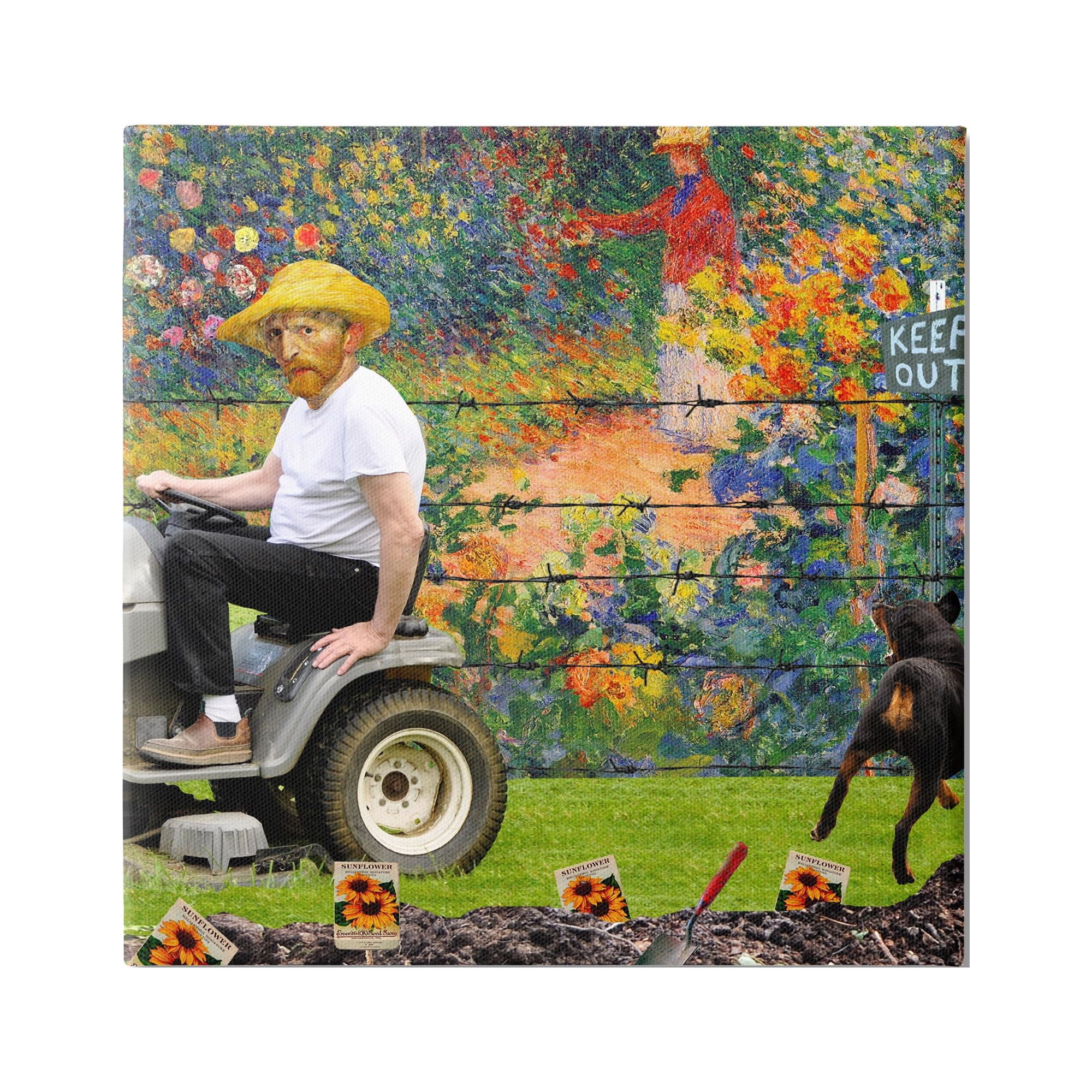 Stupell Industries Van Gogh Gardening Flowers Farmer Dog Collage Canvas Wall Art, 30 x 30, Design by Incado