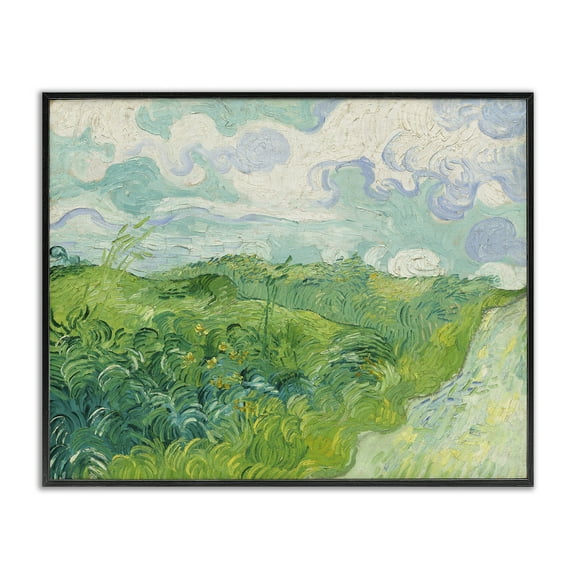 Stupell Industries Van Gogh Green Wheat Field Landscape & Nature Painting Black Framed Art Print Wall Art, 14 x 11