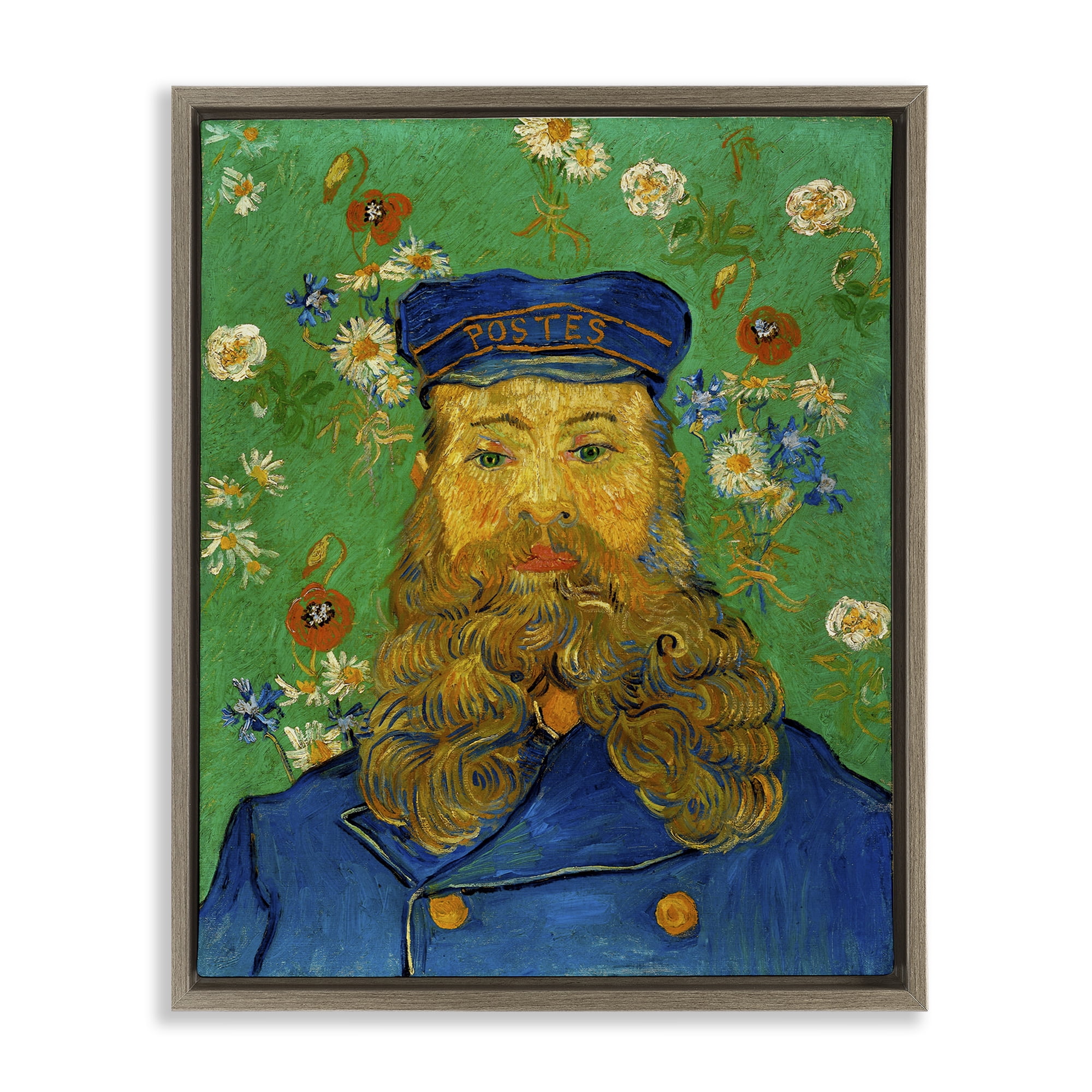 Stupell Industries Van Gogh Joseph Ruolin Portrait People Painting Brown Floater Framed Canvas Art Print Wall Art, 17 x 21