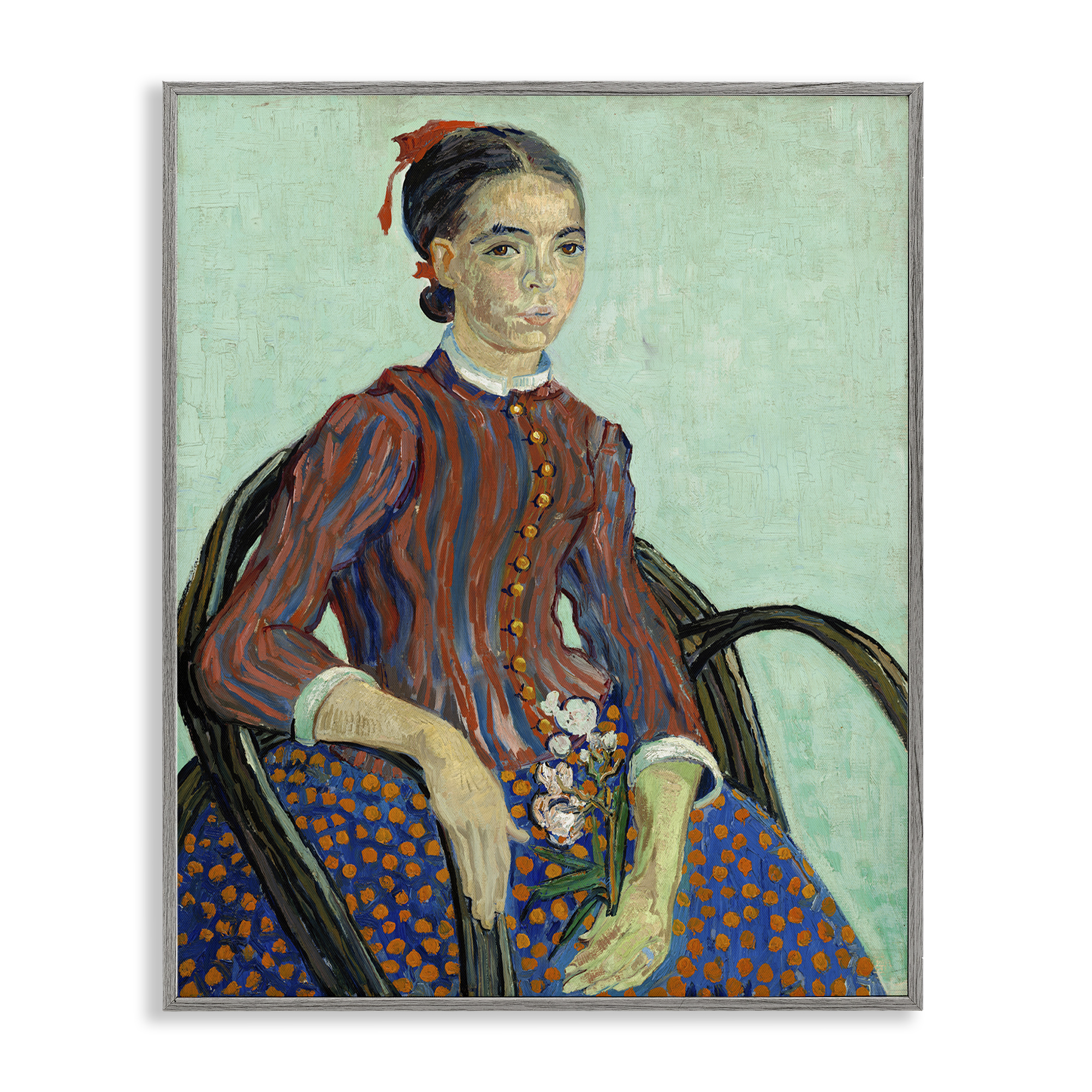 Stupell Industries Van Gogh Lady Mousme People Painting Gray Framed Art Print Wall Art, 16 x 20
