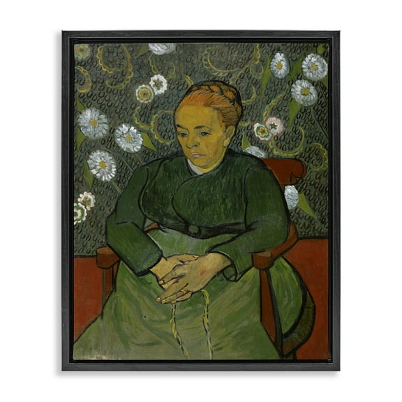 Stupell Industries Van Gogh Madame Ruolin People Painting Black Floater Framed Canvas Art Print Wall Art, 17 x 21