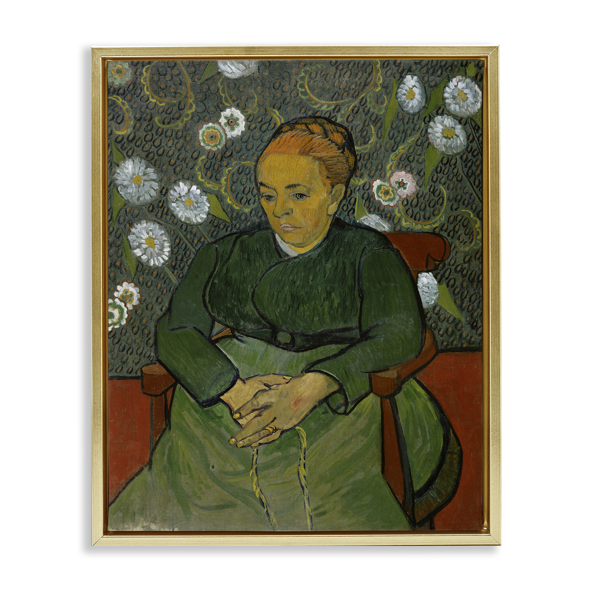 Stupell Industries Van Gogh Madame Ruolin People Painting Gold Floater Framed Canvas Art Print Wall Art, 17 x 21