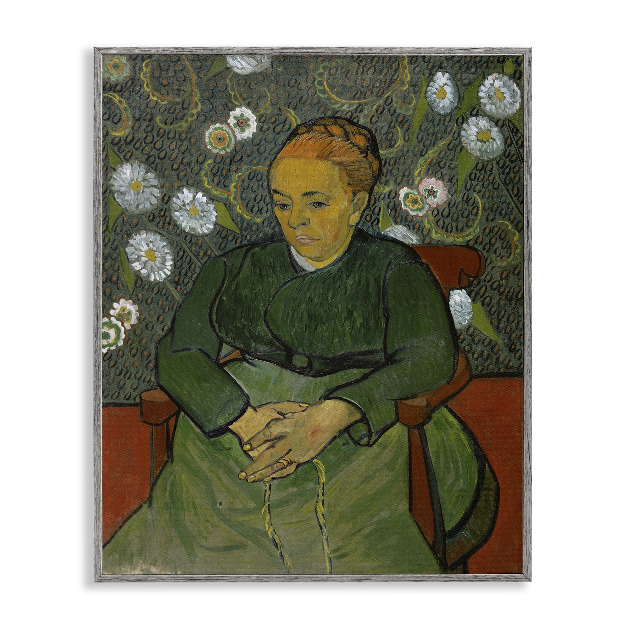 Stupell Industries Van Gogh Madame Ruolin People Painting Gray Framed Art Print Wall Art, 16 x 20