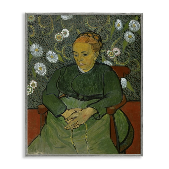 Stupell Industries Van Gogh Madame Ruolin People Painting Gray Framed Art Print Wall Art, 16 x 20