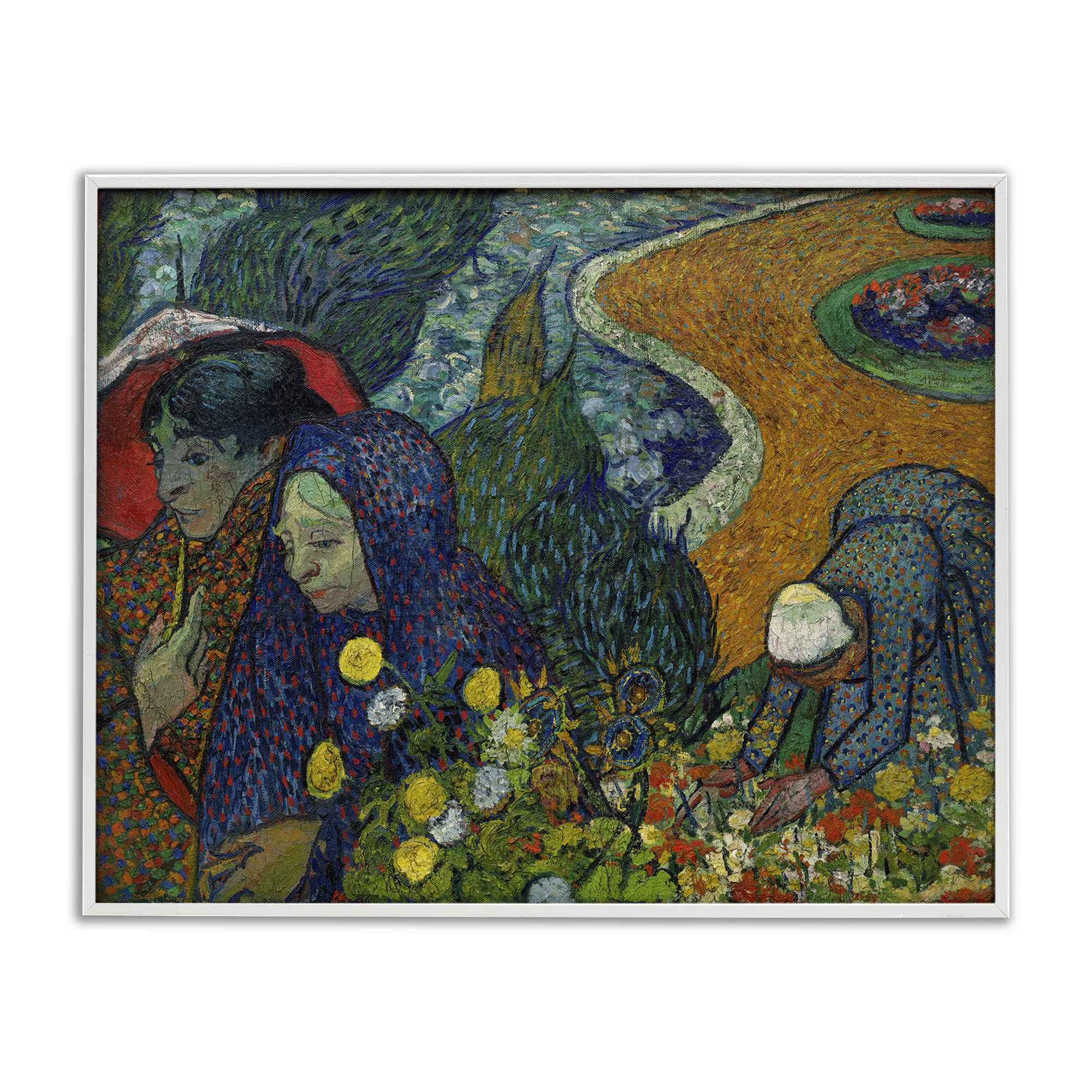 Stupell Industries Van Gogh Memory of Garden at Etten People Painting White Framed Art Print Wall Art, 20 x 16