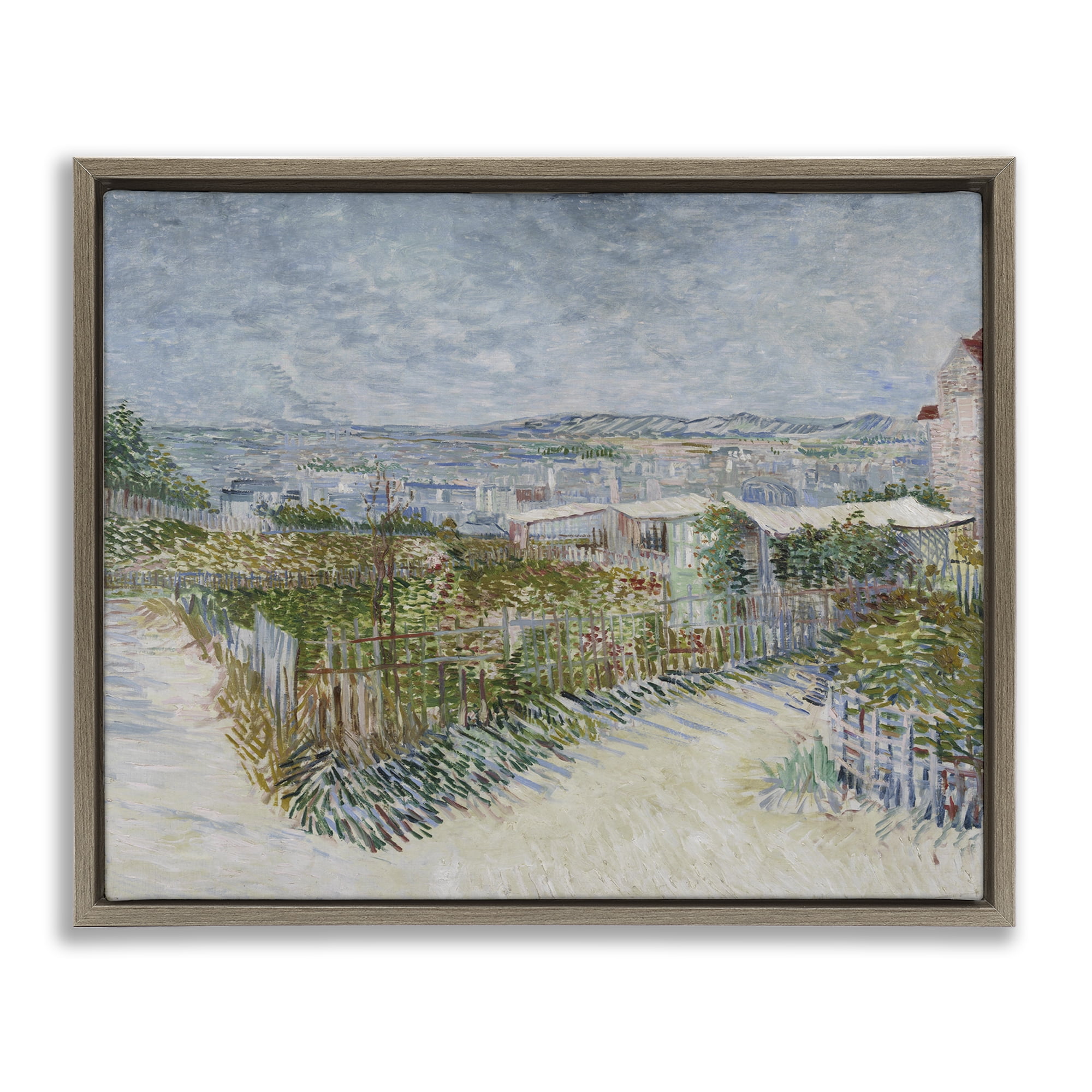 Stupell Industries Van Gogh Monmarte Landscape Landscape & Nature Painting Brown Floater Framed Canvas Art Print Wall Art, 31 x 25
