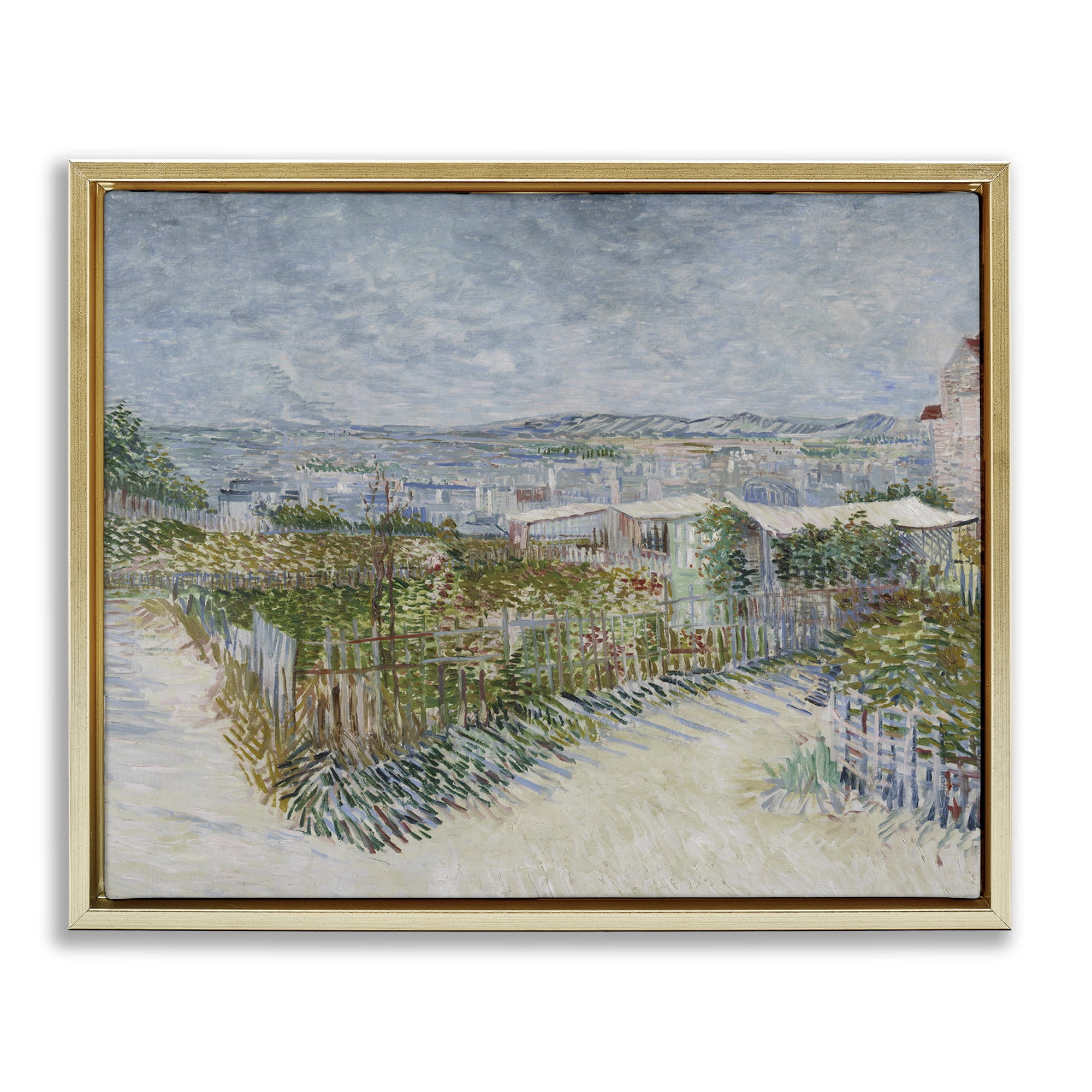 Stupell Industries Van Gogh Monmarte Landscape Landscape & Nature Painting Gold Floater Framed Canvas Art Print Wall Art, 21 x 17