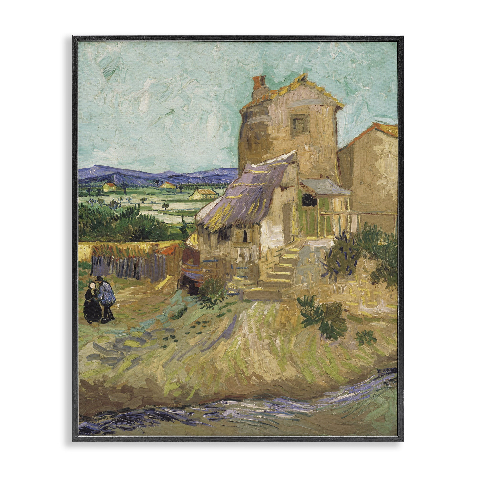 Stupell Industries Van Gogh Old Mill Landscape Landscape & Nature Painting Black Framed Art Print Wall Art, 24 x 30